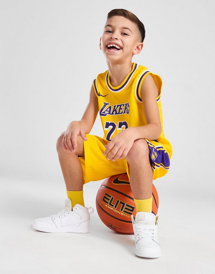 Yellow Nike NBA LA Lakers James #23 Vest/Shorts Set Children | JD Sports UK