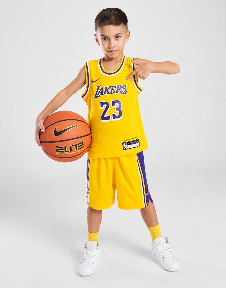 Yellow Nike NBA LA Lakers James #23 Vest/Shorts Set Children | JD Sports UK