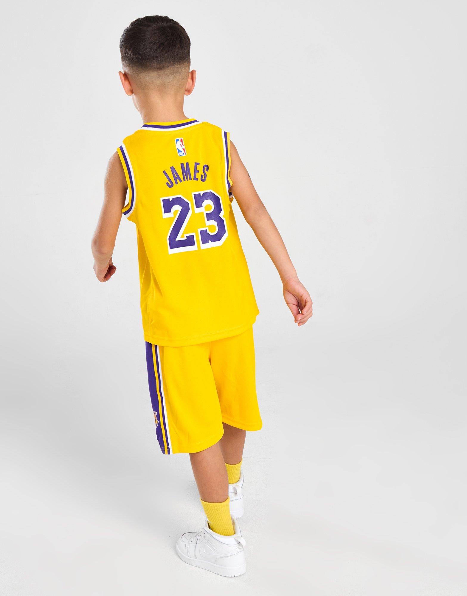 Yellow Nike NBA LA Lakers James #23 Vest/Shorts Set Children