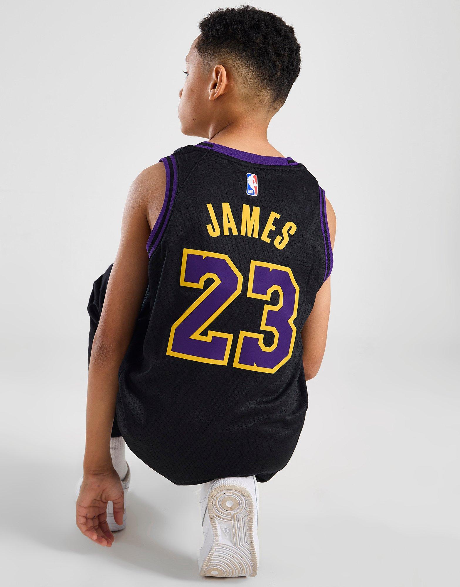 Black Nike NBA LA Lakers City Edition James #23 Jersey Junior - JD Sports  Global