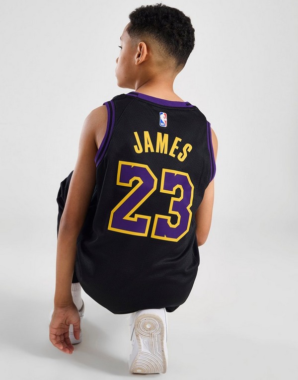 Black Nike NBA LA Lakers City Edition James #23 Jersey Junior