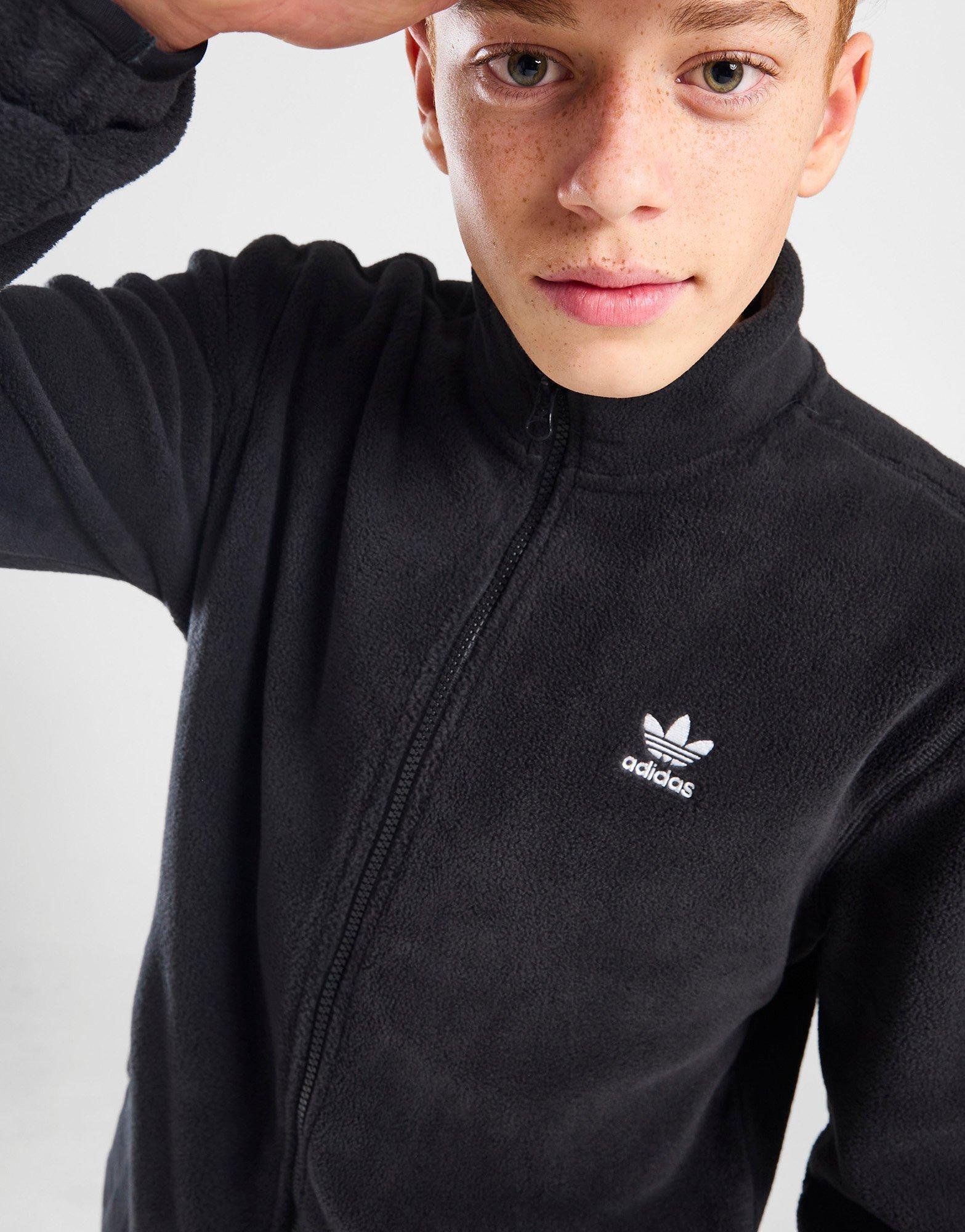 Black adidas Originals Polar Fleece Full Zip Track Top Junior | JD ...