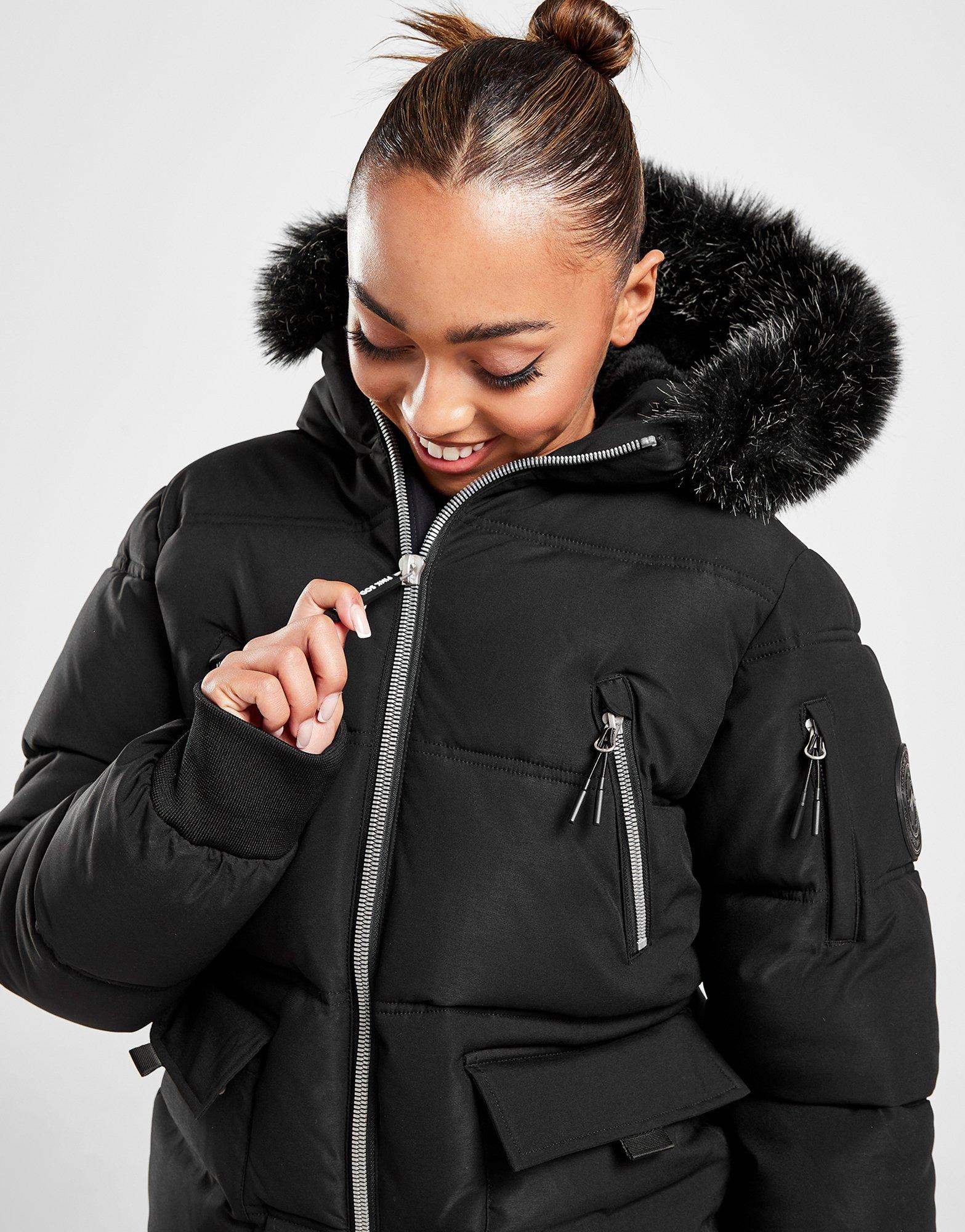 Pink Soda Sport Lyell Short Fur Trim Padded Jacket
