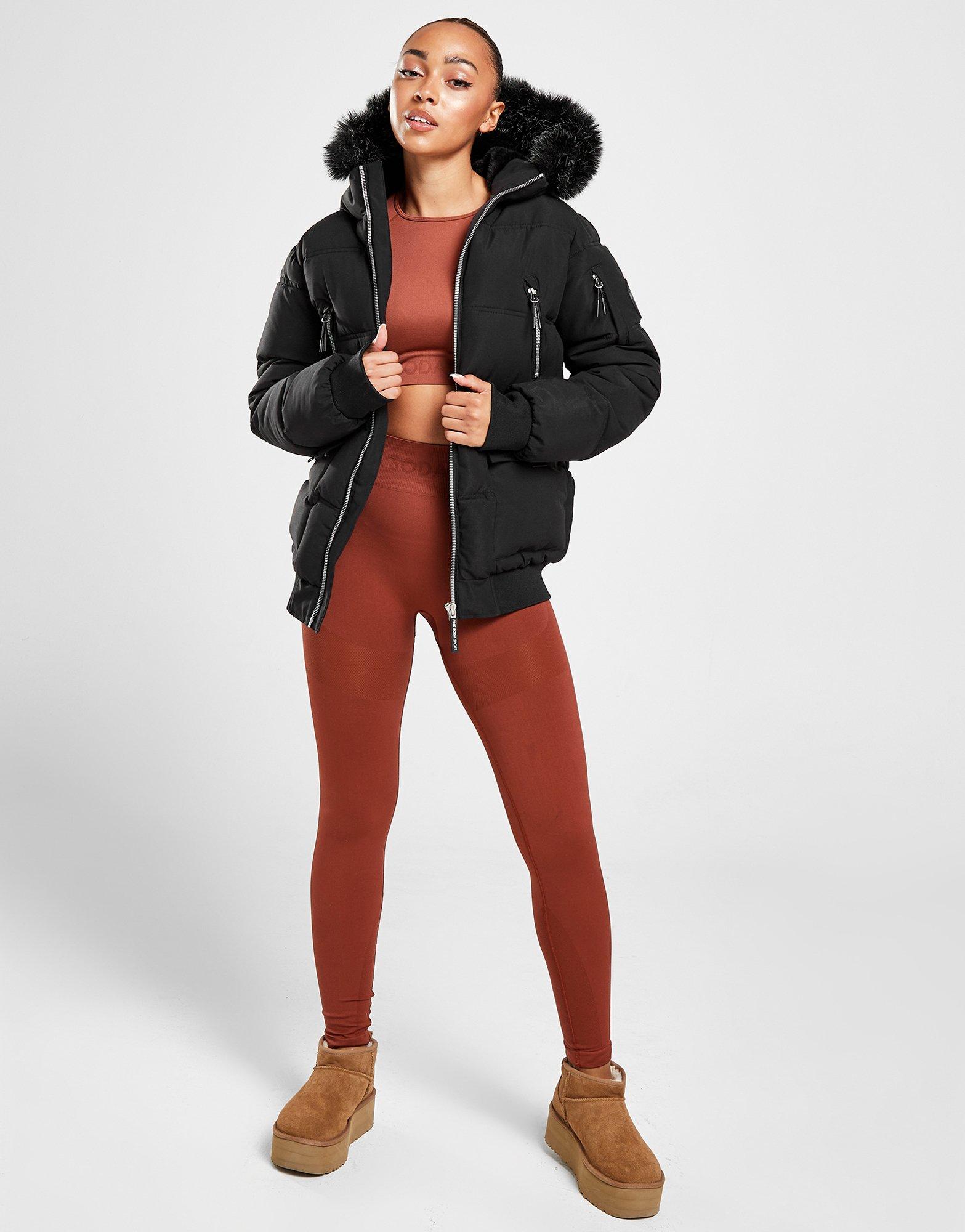 Pink Soda Sport Lyell Short Fur Trim Padded Jacket