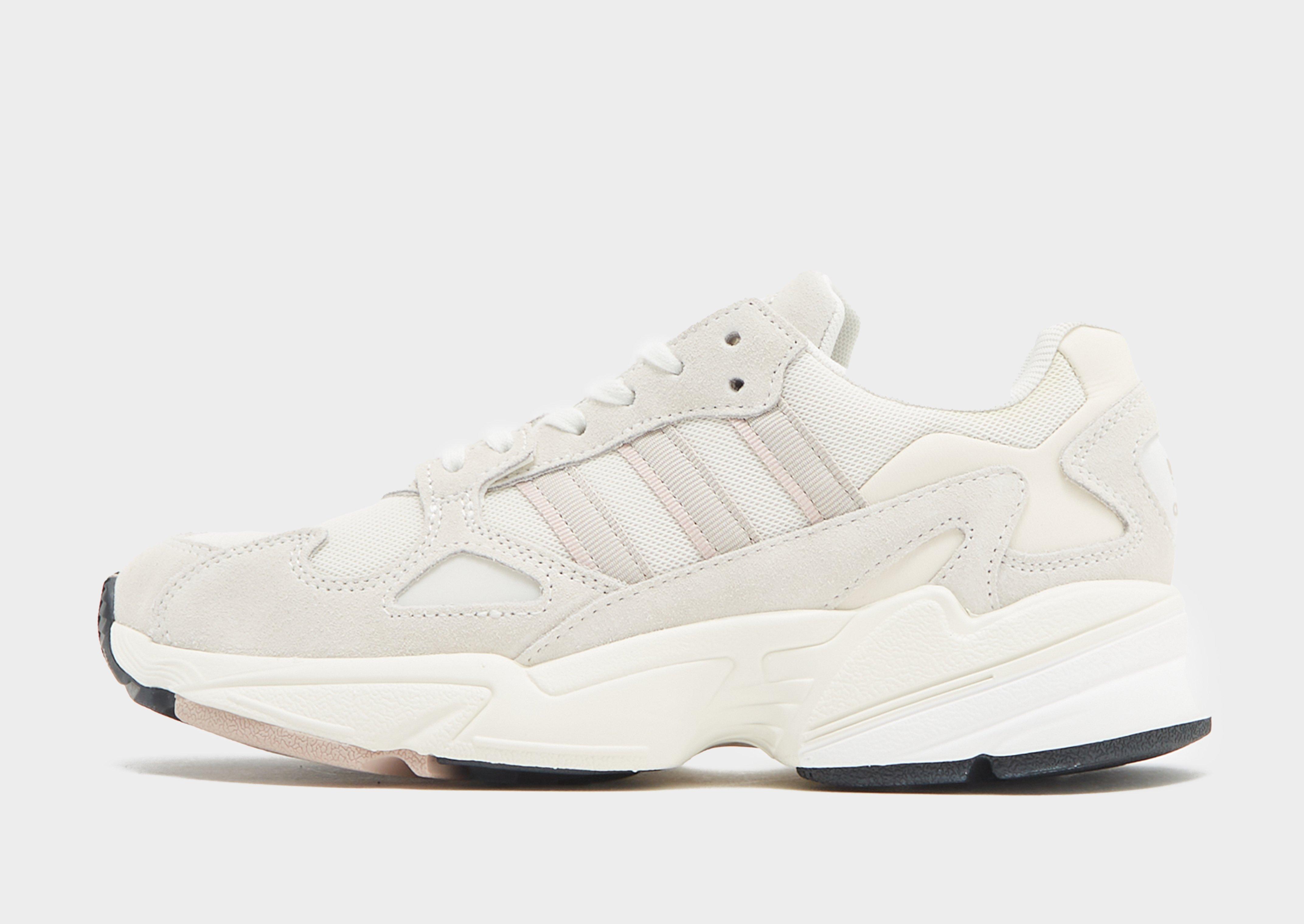 Adidas originals falcon premium shop leather trainers in white