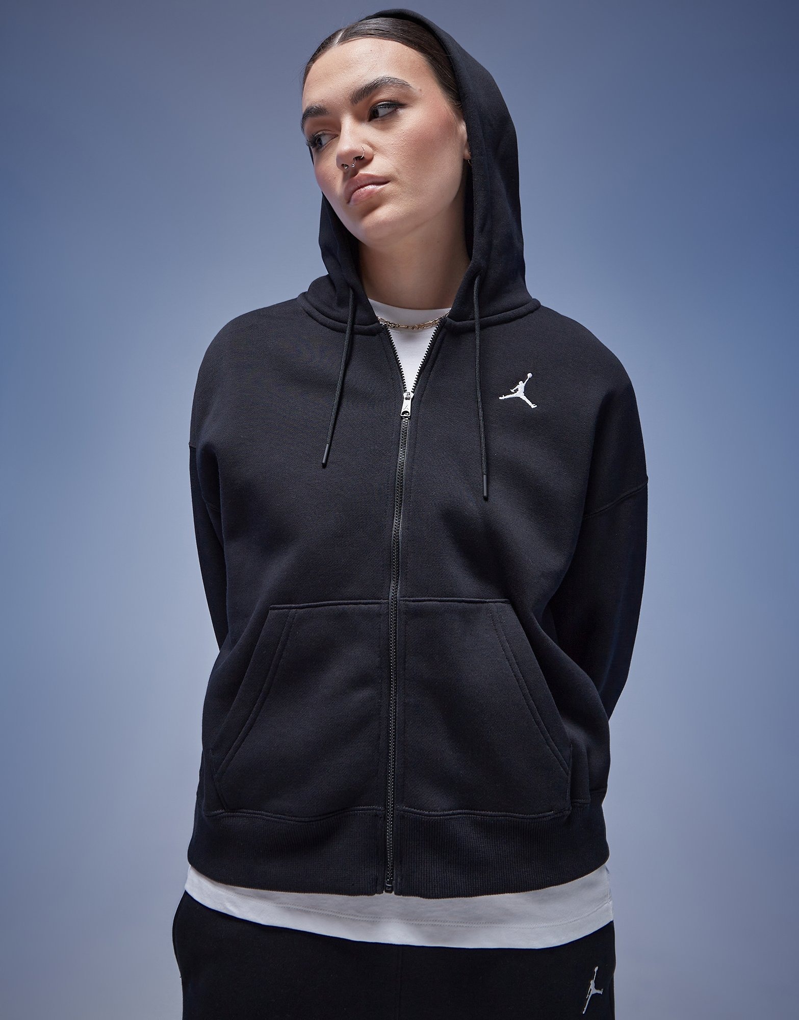 Musta Jordan Brooklyn Full Zip Hoodie JD Sports Suomi
