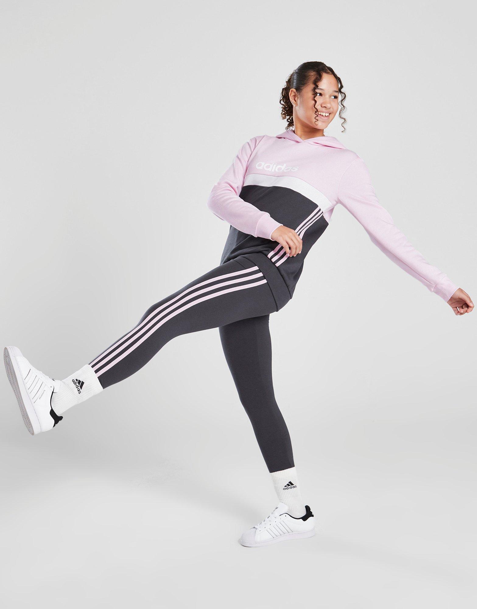 adidas Training Dance 3 stripe leggings in pink