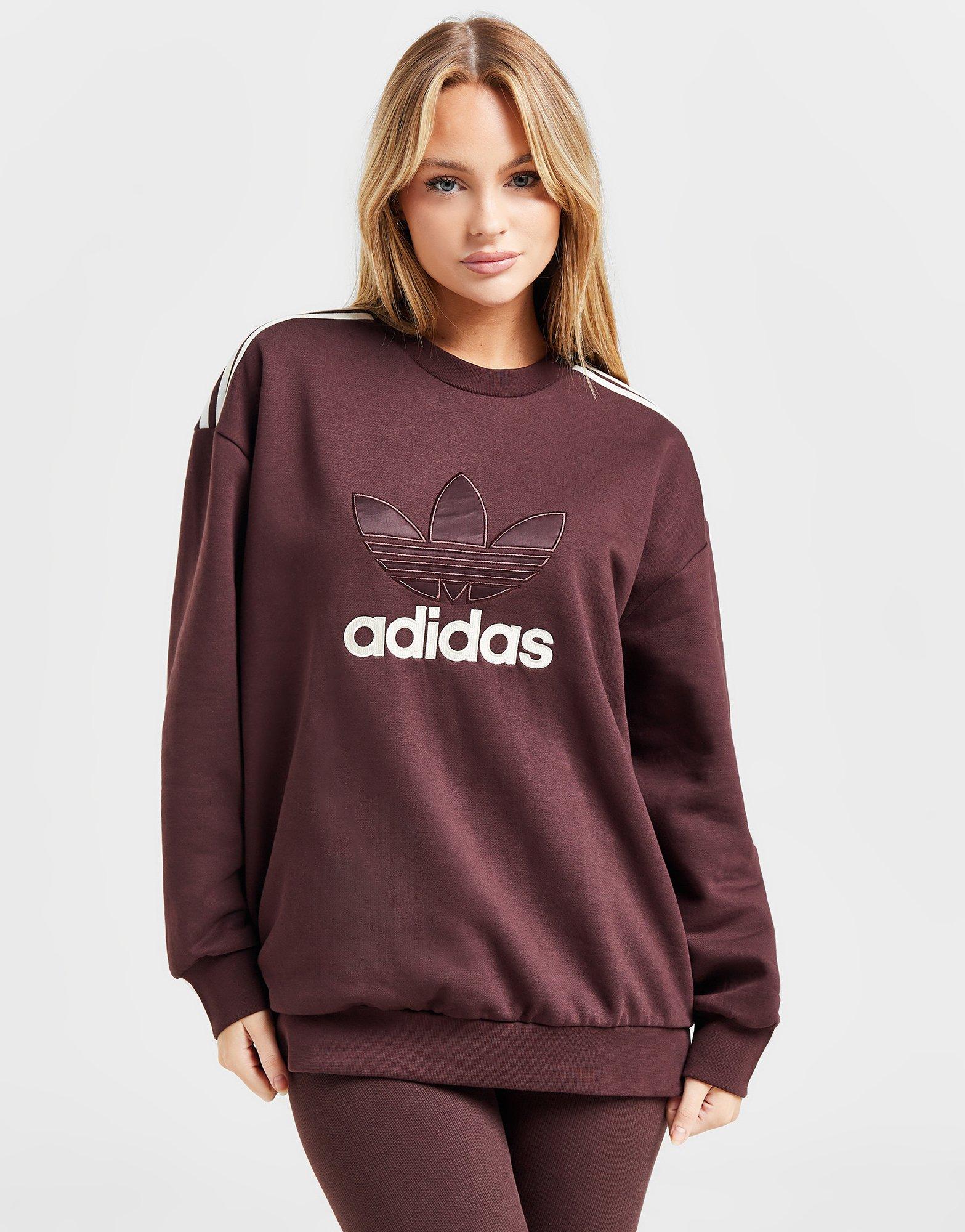 Adidas originals trefoil crew cheap neck sweatshirt in maroon