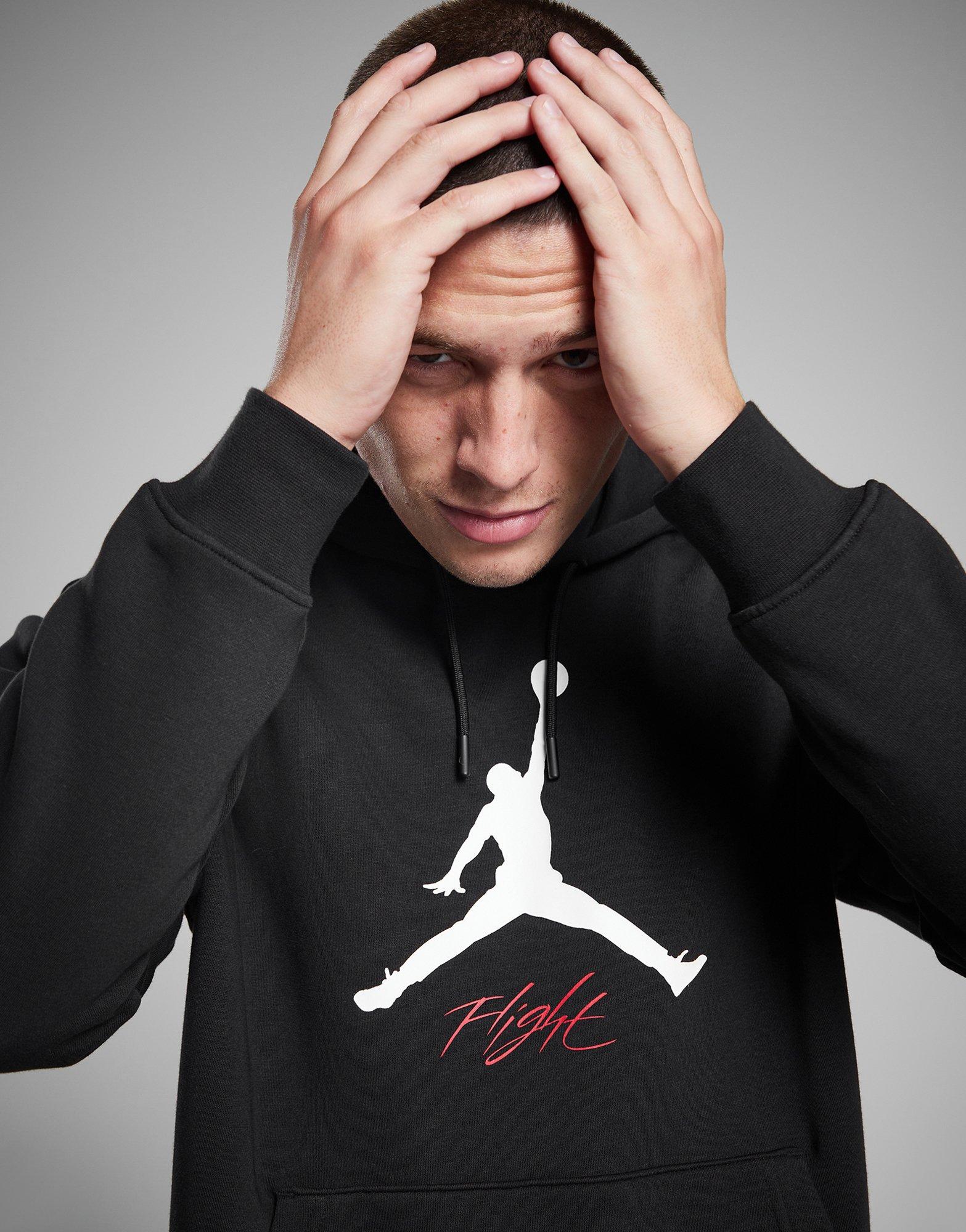 Jordan Men Essentials Flight Pullover Hoodie Black/Fire Red