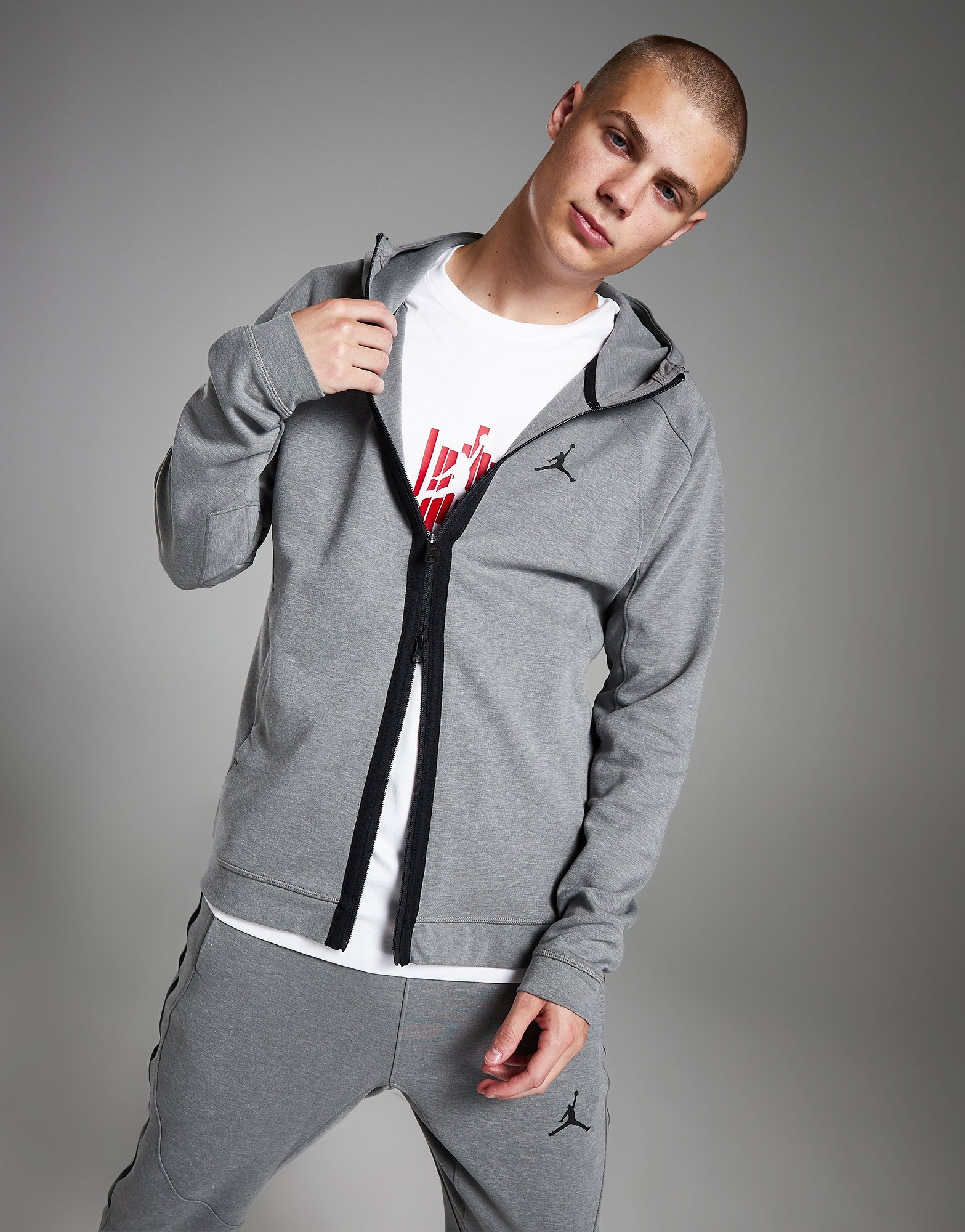 Grey Jordan Statement Air Full Zip Hoodie - JD Sports Ireland
