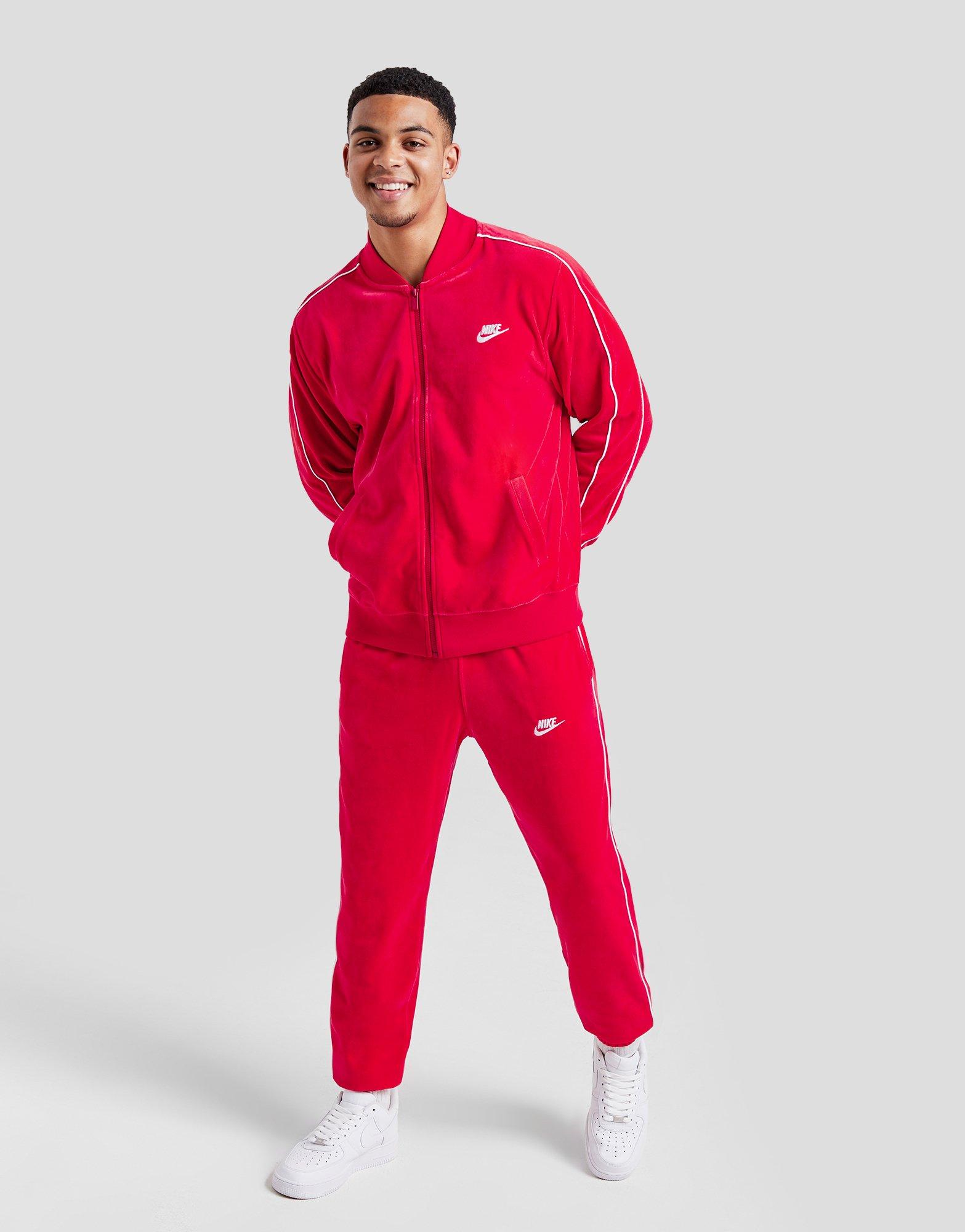 Nike red best sale velour tracksuit