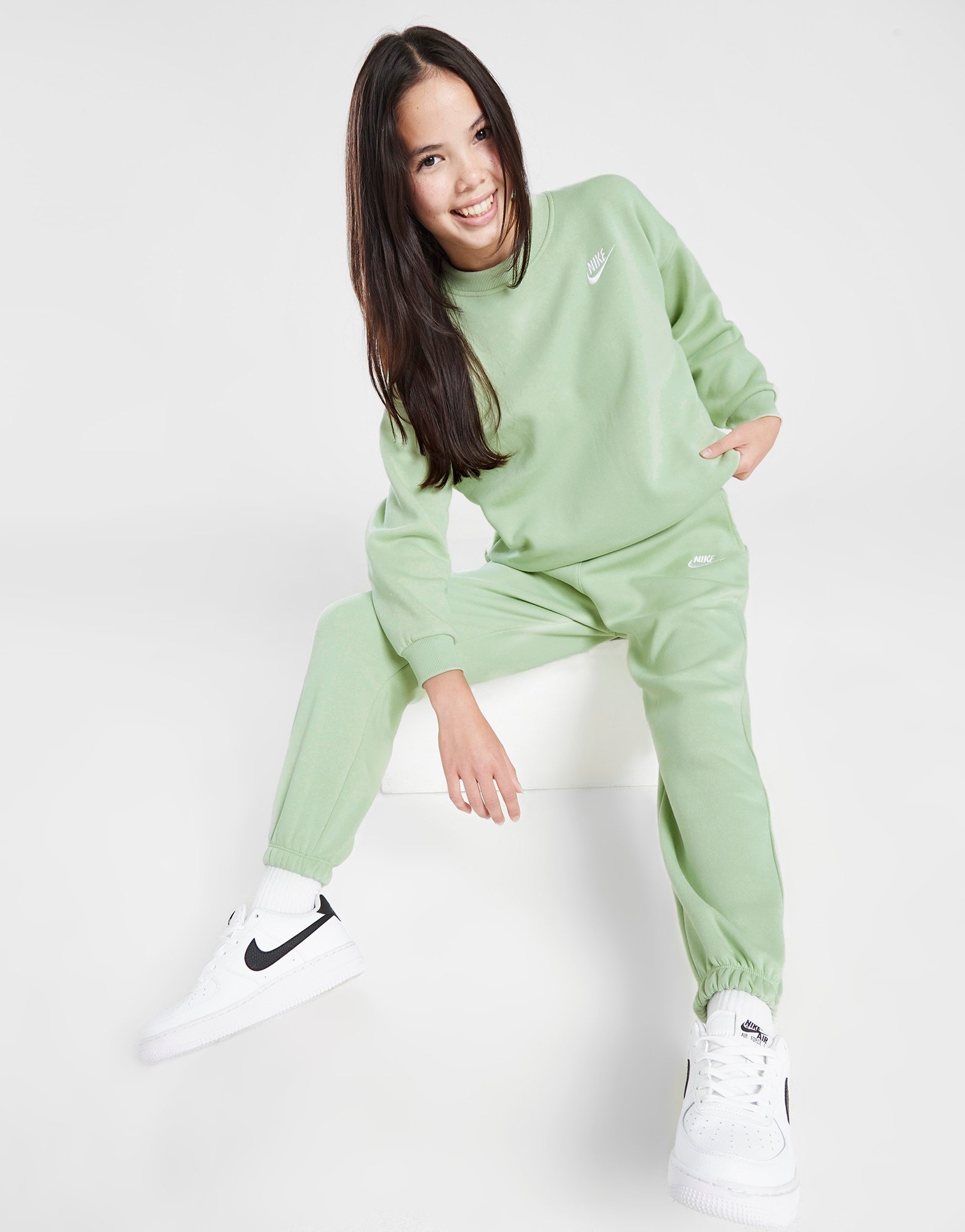 White Nike Girls' Club Fleece Joggers Junior | JD Sports UK