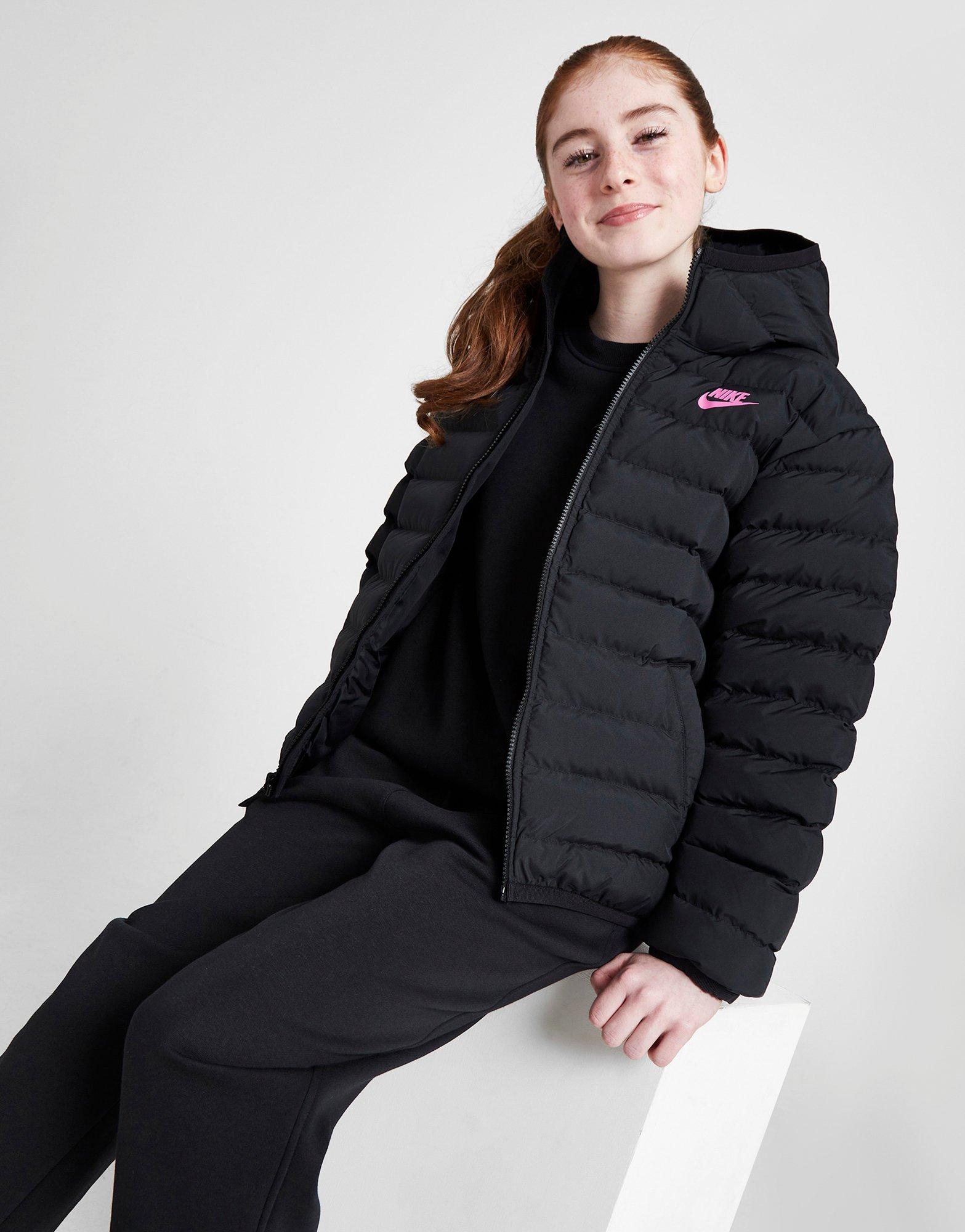 Nike Plus classic padded jacket with hood in black