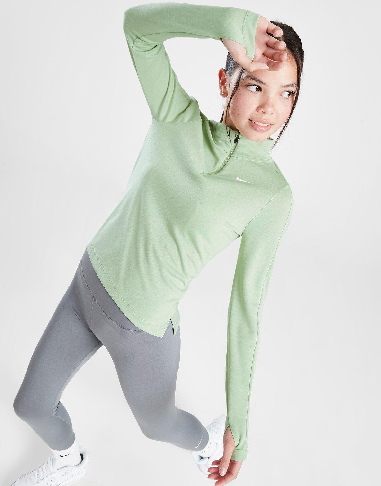 White Nike Girls' Fitness Long Sleeve 1/2 Zip Top Junior - JD
