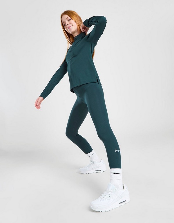 Green Nike Girls' Fitness One Wordmark Tights Junior