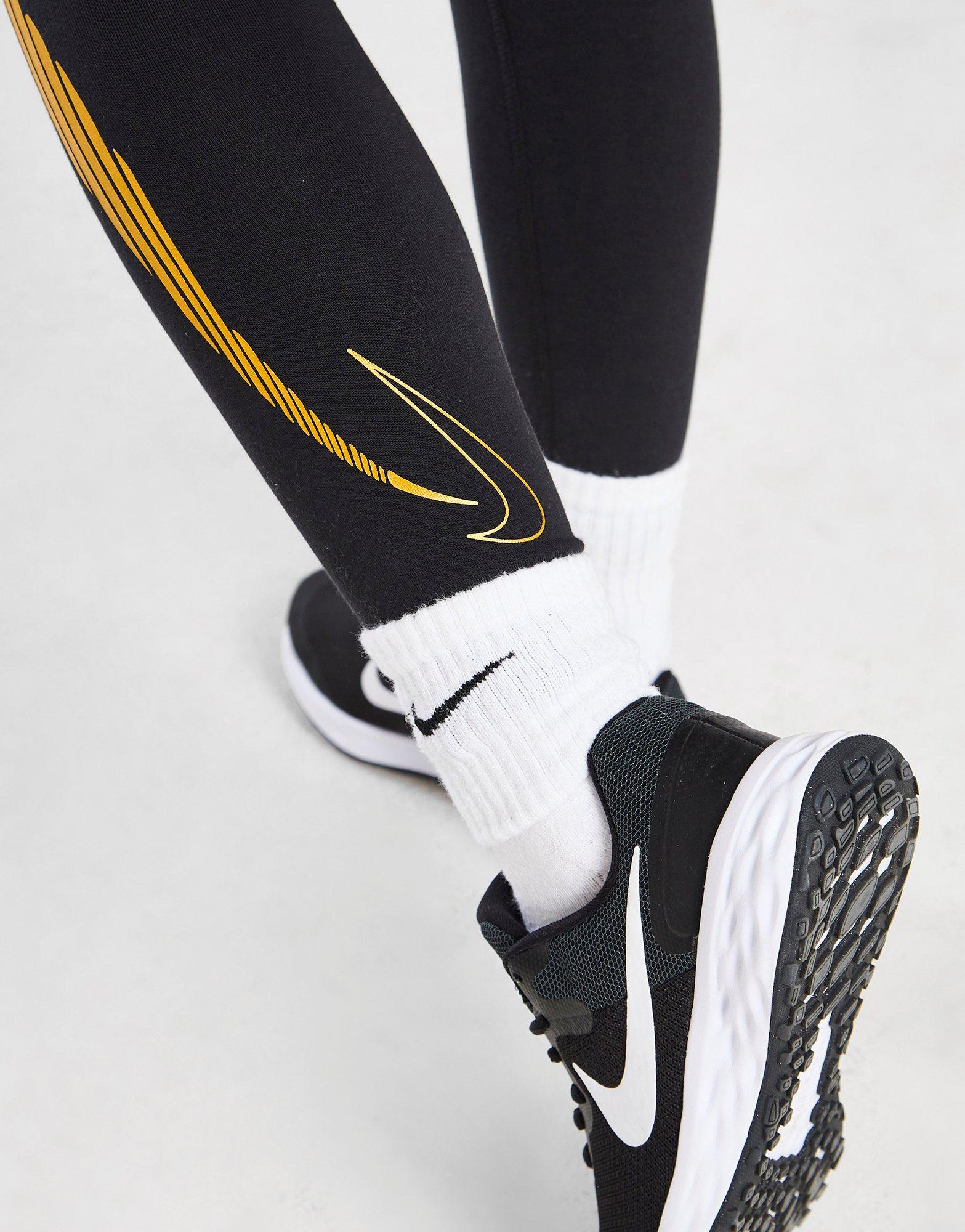 Nike Sportswear Go for Gold Kids Girls Leggings - Black/White/Gold –  Footkorner