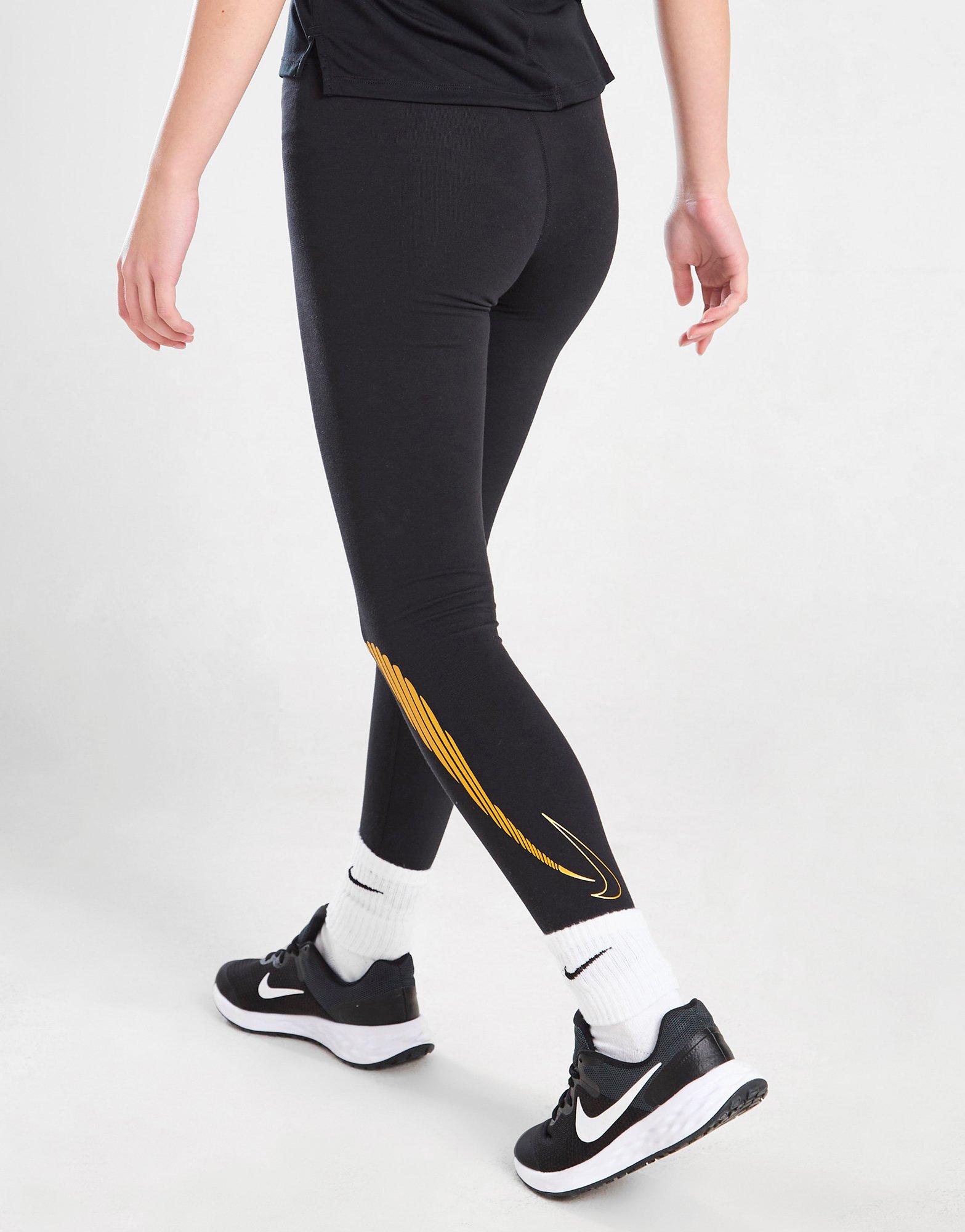 Black nike leggings outlet with gold logo