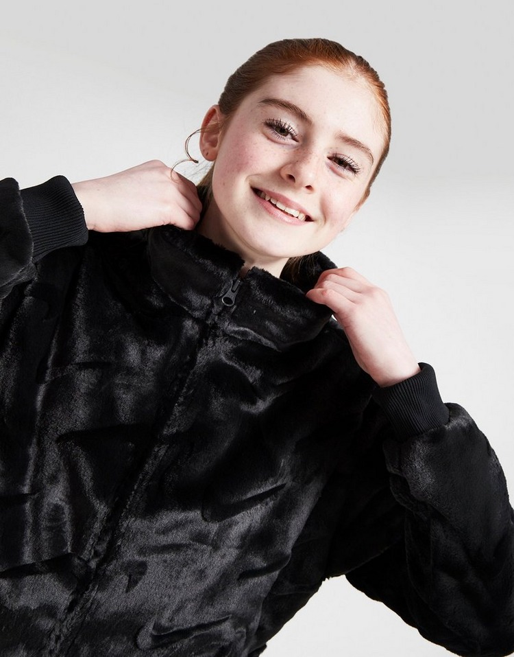 Nike Girls' All Over Print Faux Fur Jacket Junior