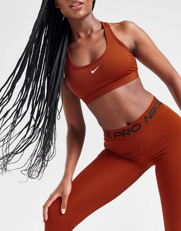 Orange Nike Running Swoosh Sports Bra
