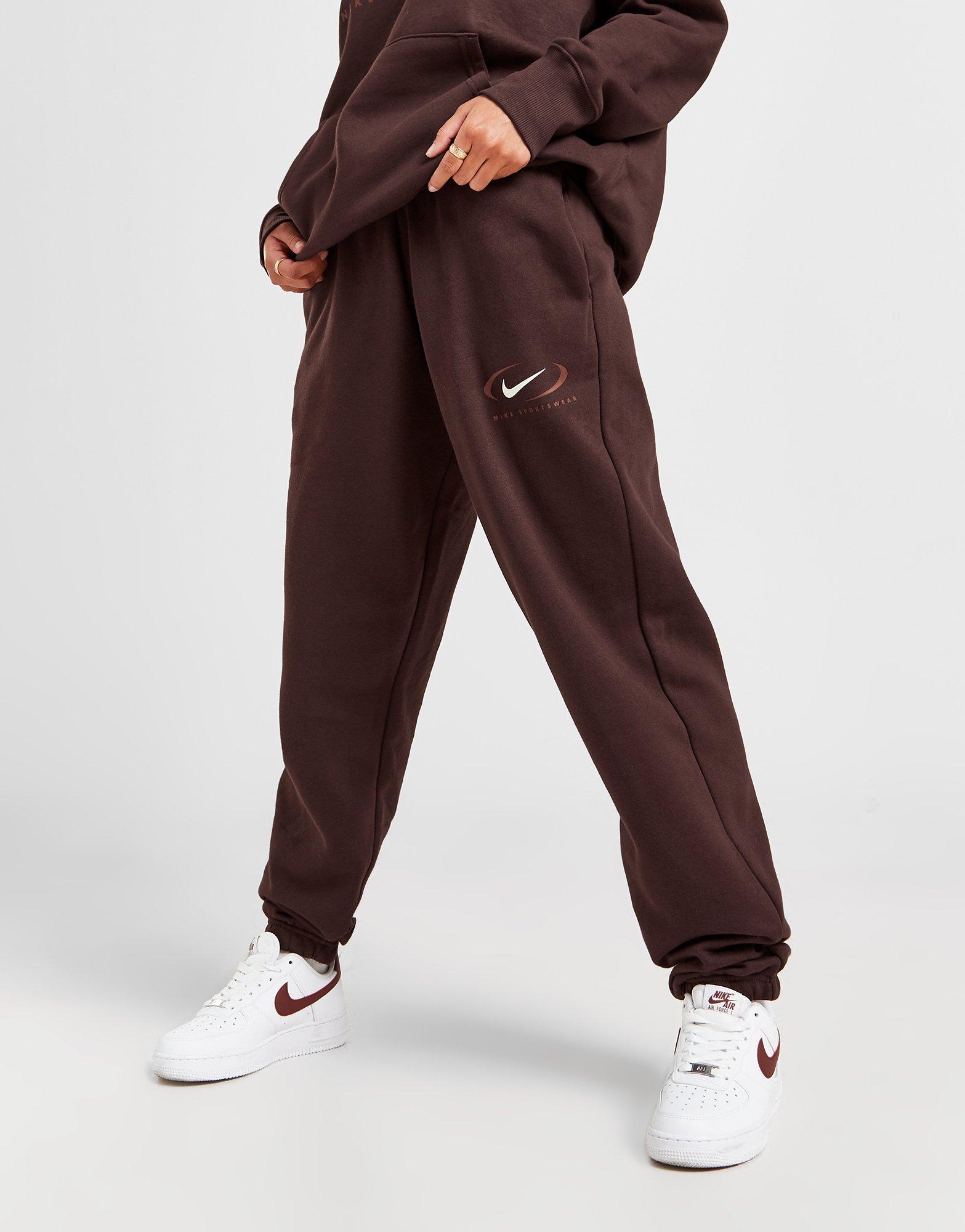 Nike Swoosh woven parachute sweatpants in earth brown