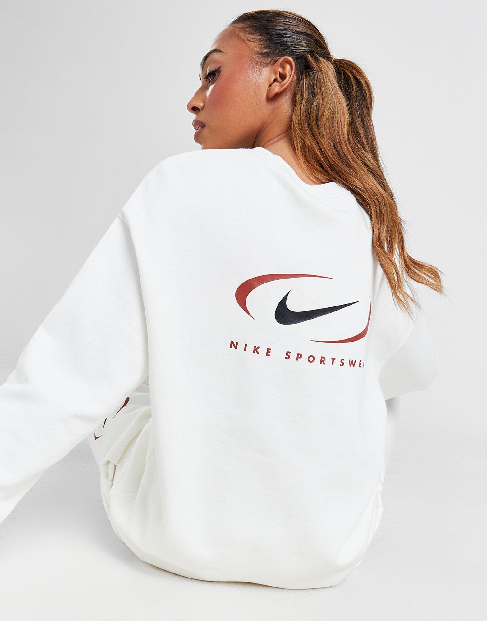 Womens Nike Sportswear Color-block Crew Sweatshirt White Pink Plus Size 3X