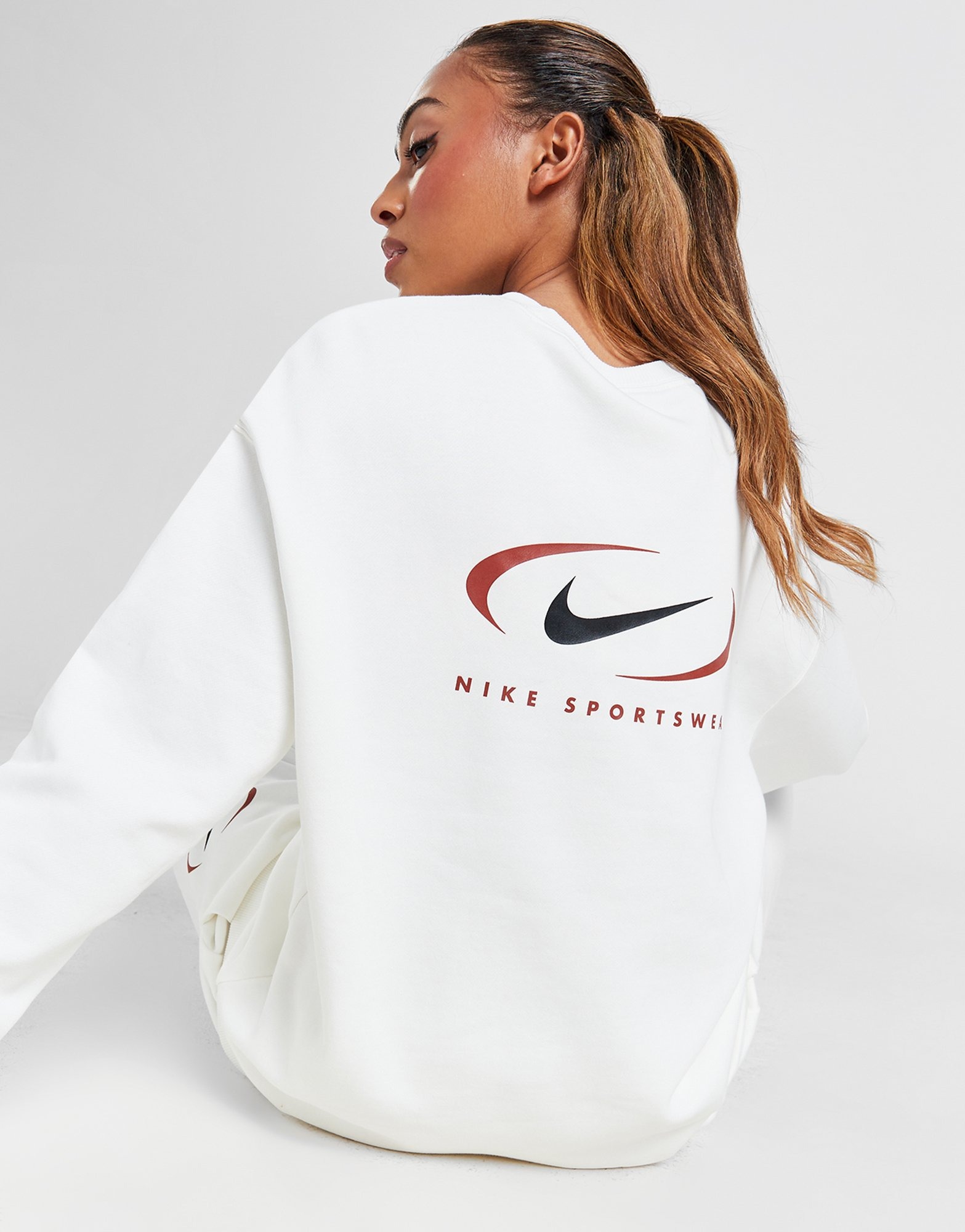 Grey Nike Sportswear Swoosh Oversized Crew Sweatshirt - JD Sports Global