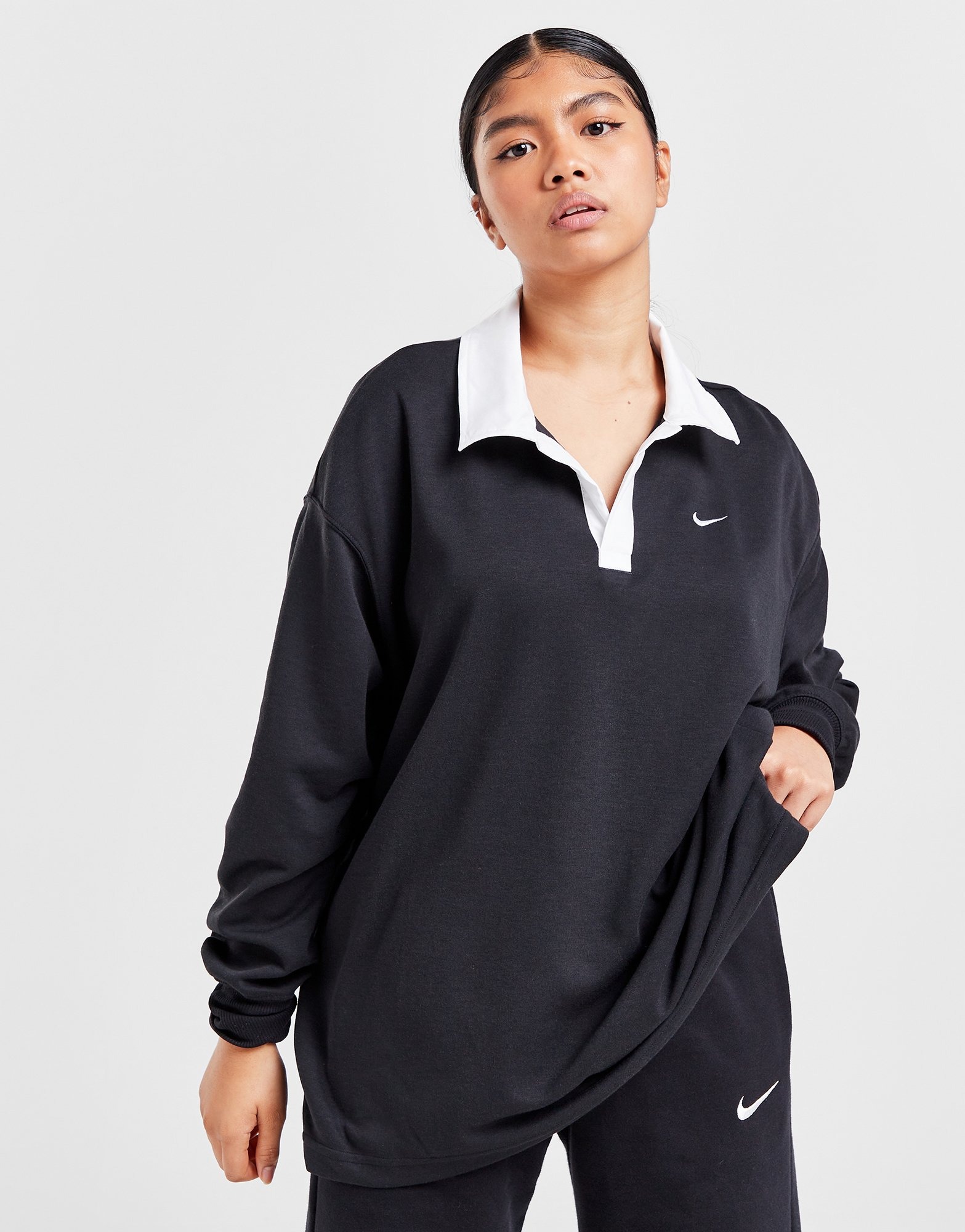 Black Nike Essential Oversized Polo Shirt - JD Sports
