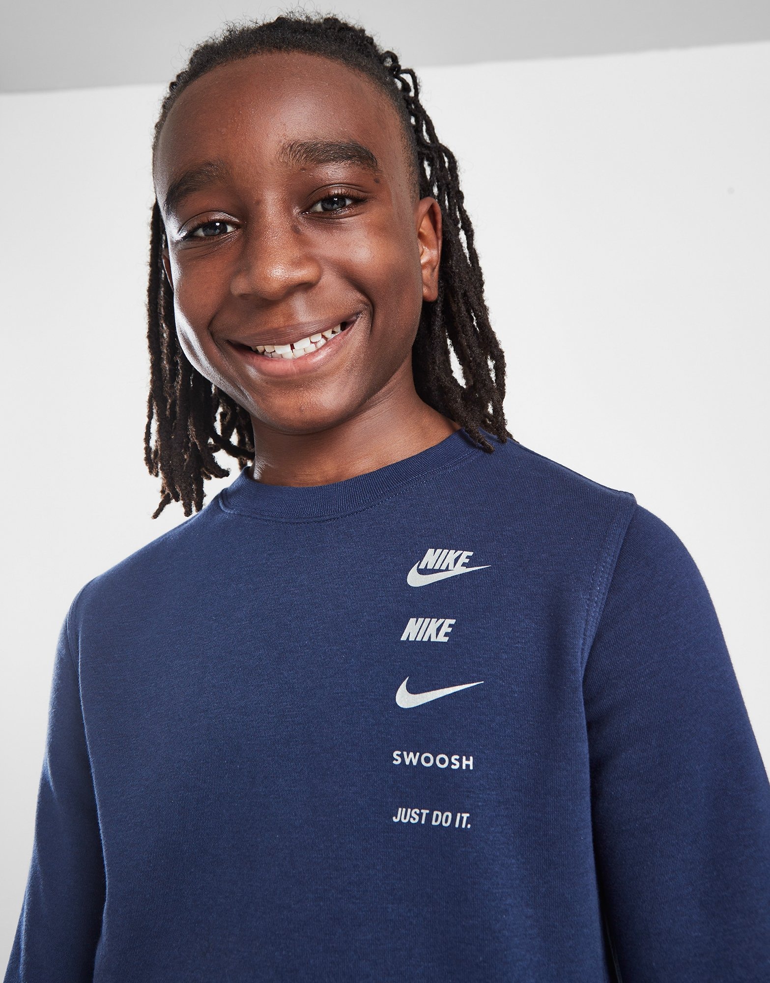Blue Nike Multi Logo Crew Sweatshirt Junior - JD Sports