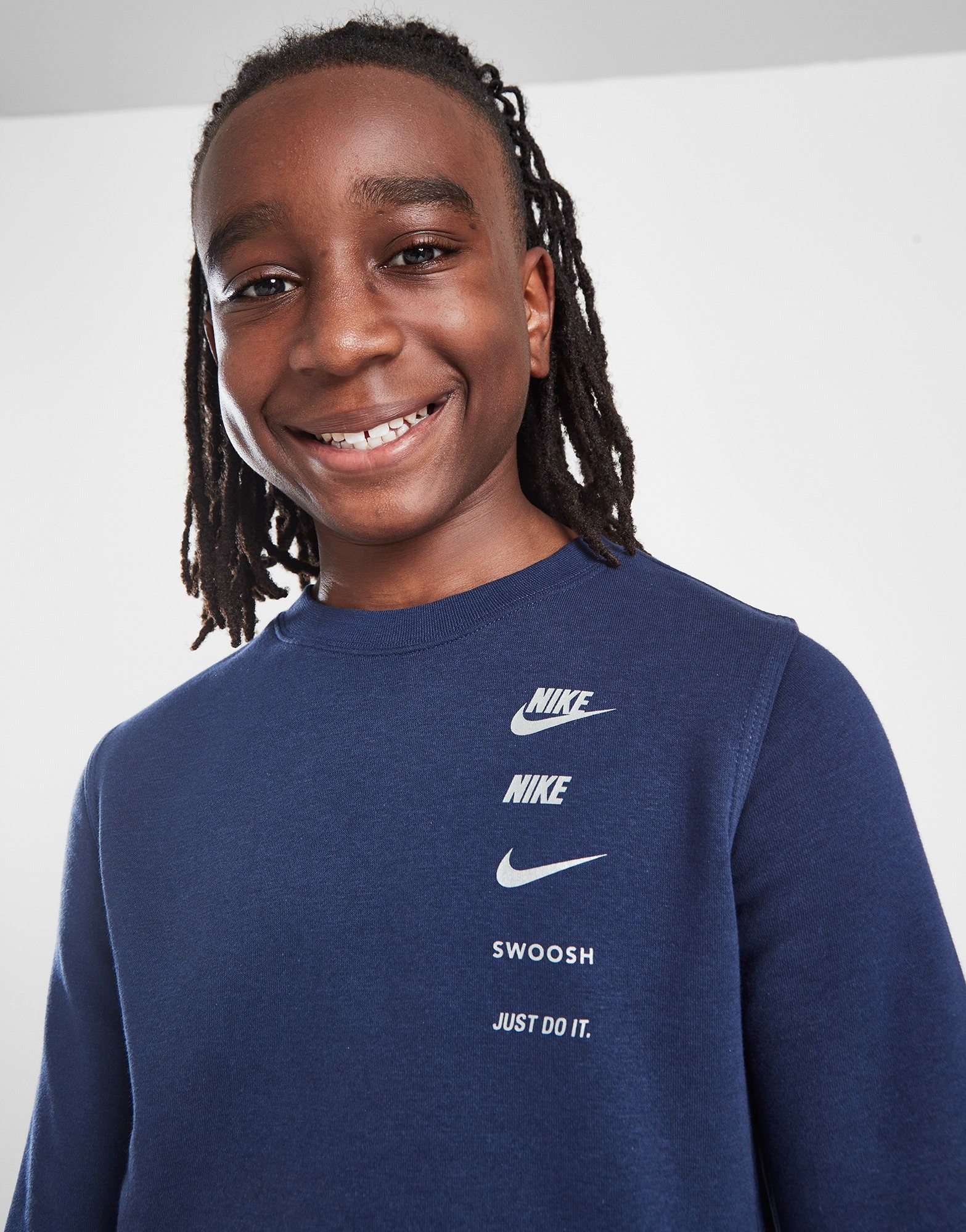 Blue Nike Multi Logo Crew Sweatshirt Junior JD Sports