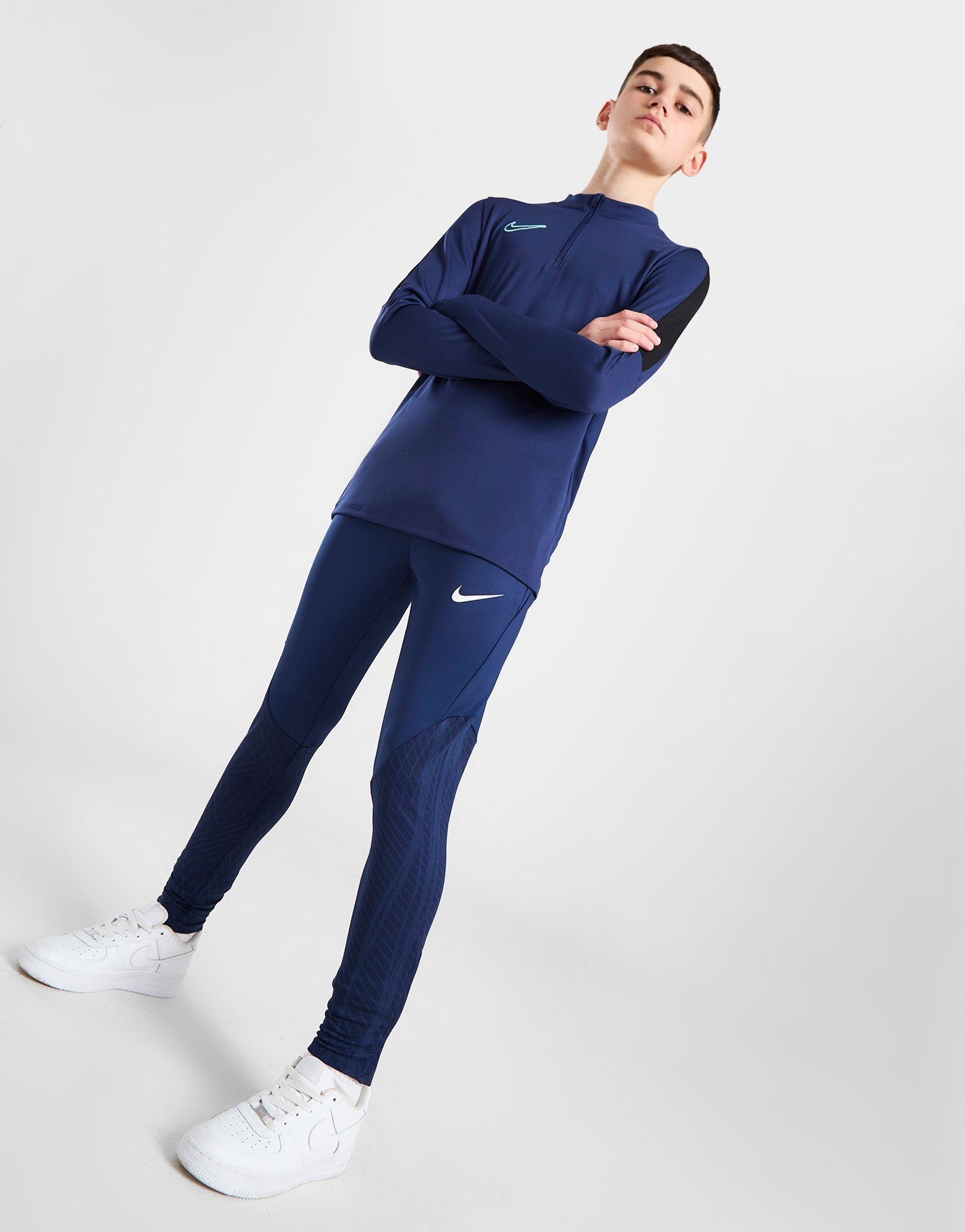 Midnight Navy White Nike DriFIT Strike Track Pants Junior JD Sports