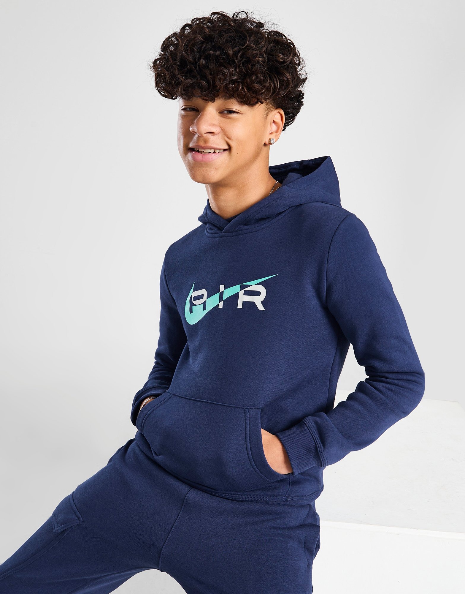 Blue Nike Air Swoosh Fleece Hoodie Junior - JD Sports Global