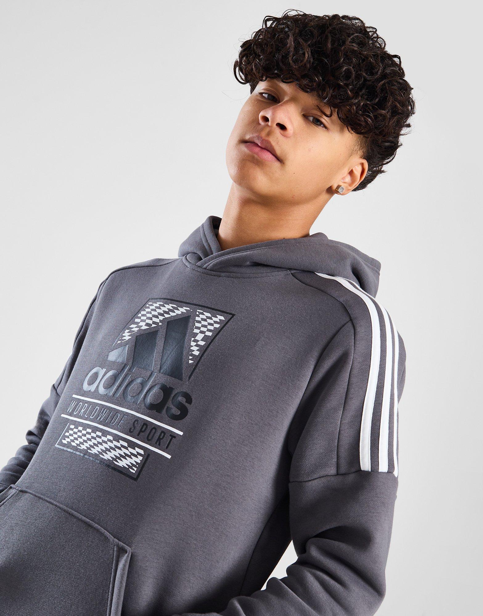 adidas Box Logo Overhead Hoodie Junior