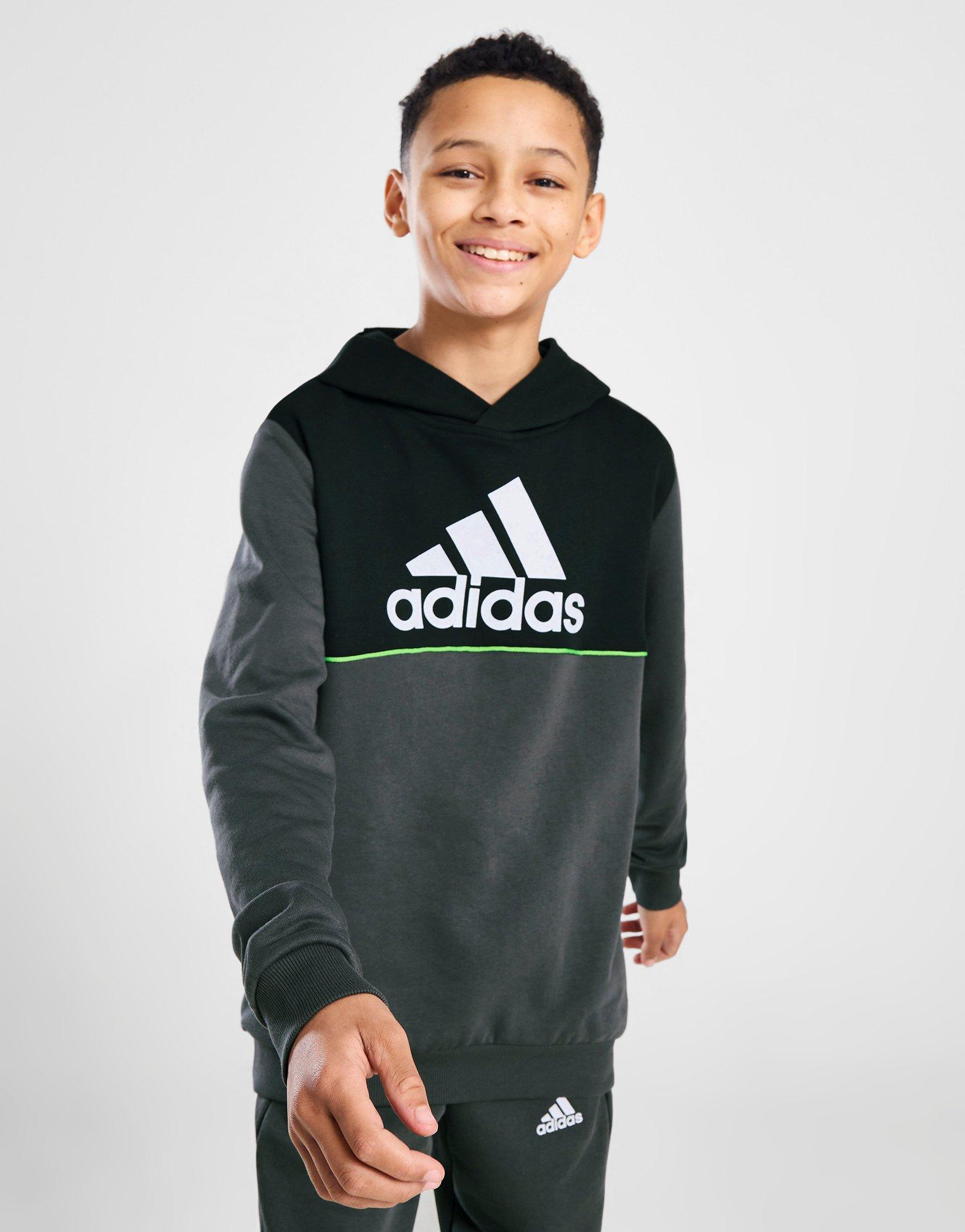 adidas Linear Badge of Sport Logo Hoodie Junior