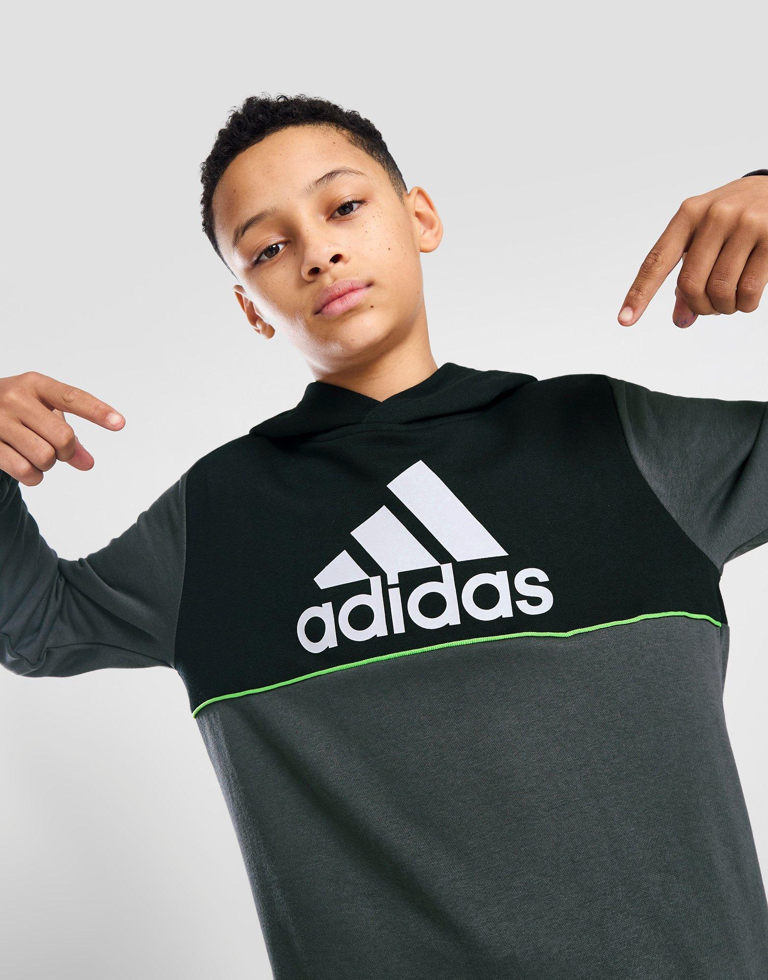 adidas Linear Badge of Sport Logo Hoodie Junior
