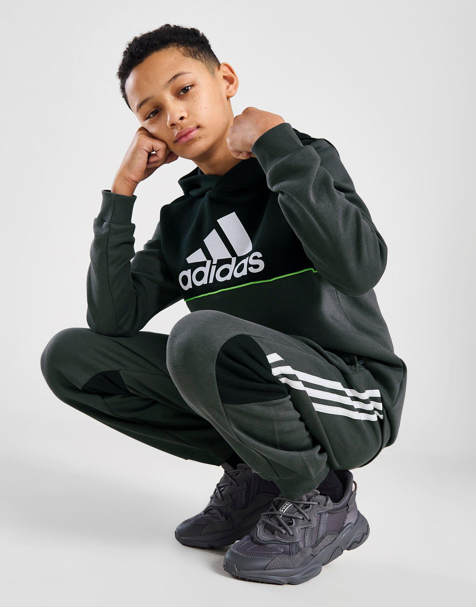 adidas Linear Badge of Sport Logo Hoodie Junior
