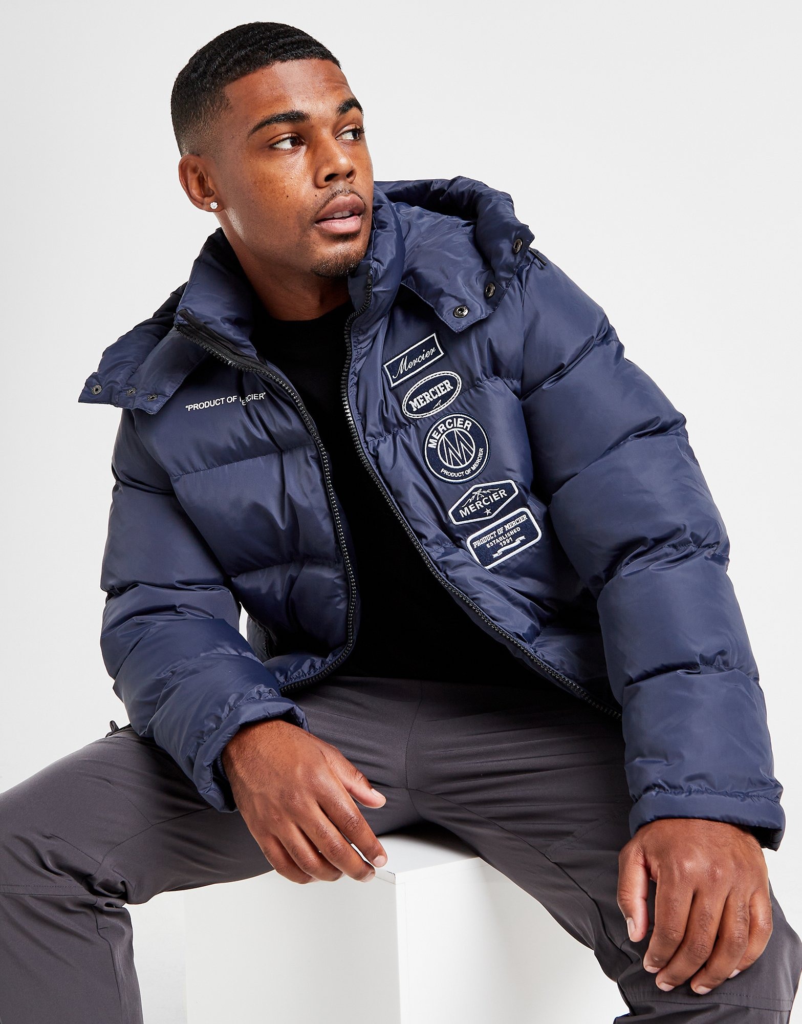 Grey MERCIER Badge Puffer Jacket - JD Sports Global