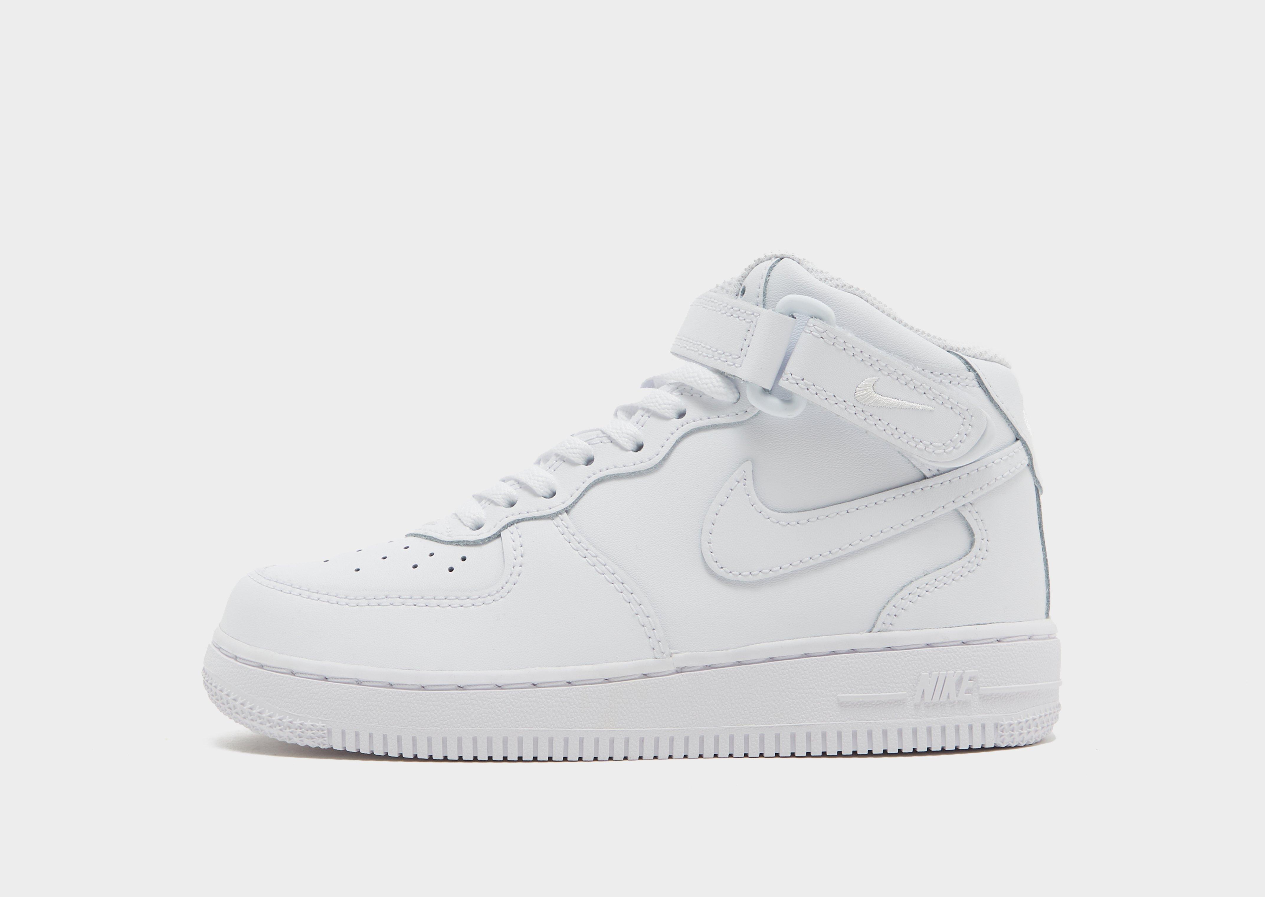 White Nike Air Force 1 Mid Children