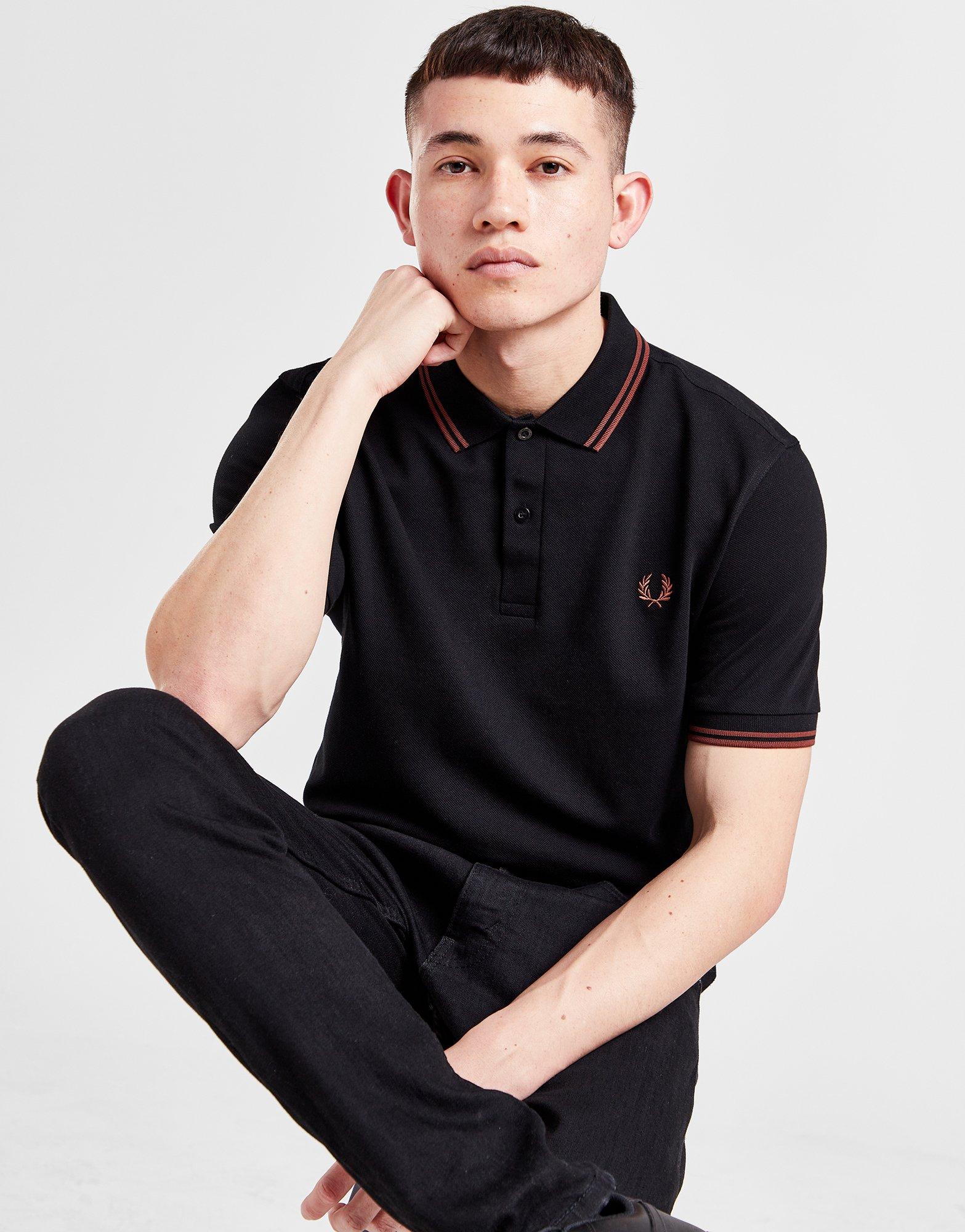 Black Fred Perry Twin Tipped Polo Shirt | JD Sports UK