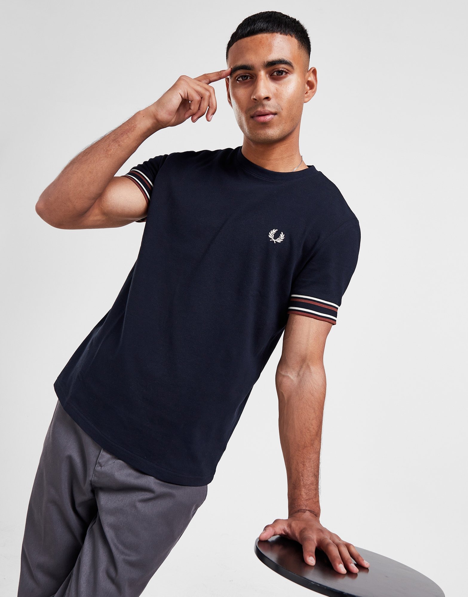 Blue Fred Perry Bold Tipped Pique T-Shirt - JD Sports NZ