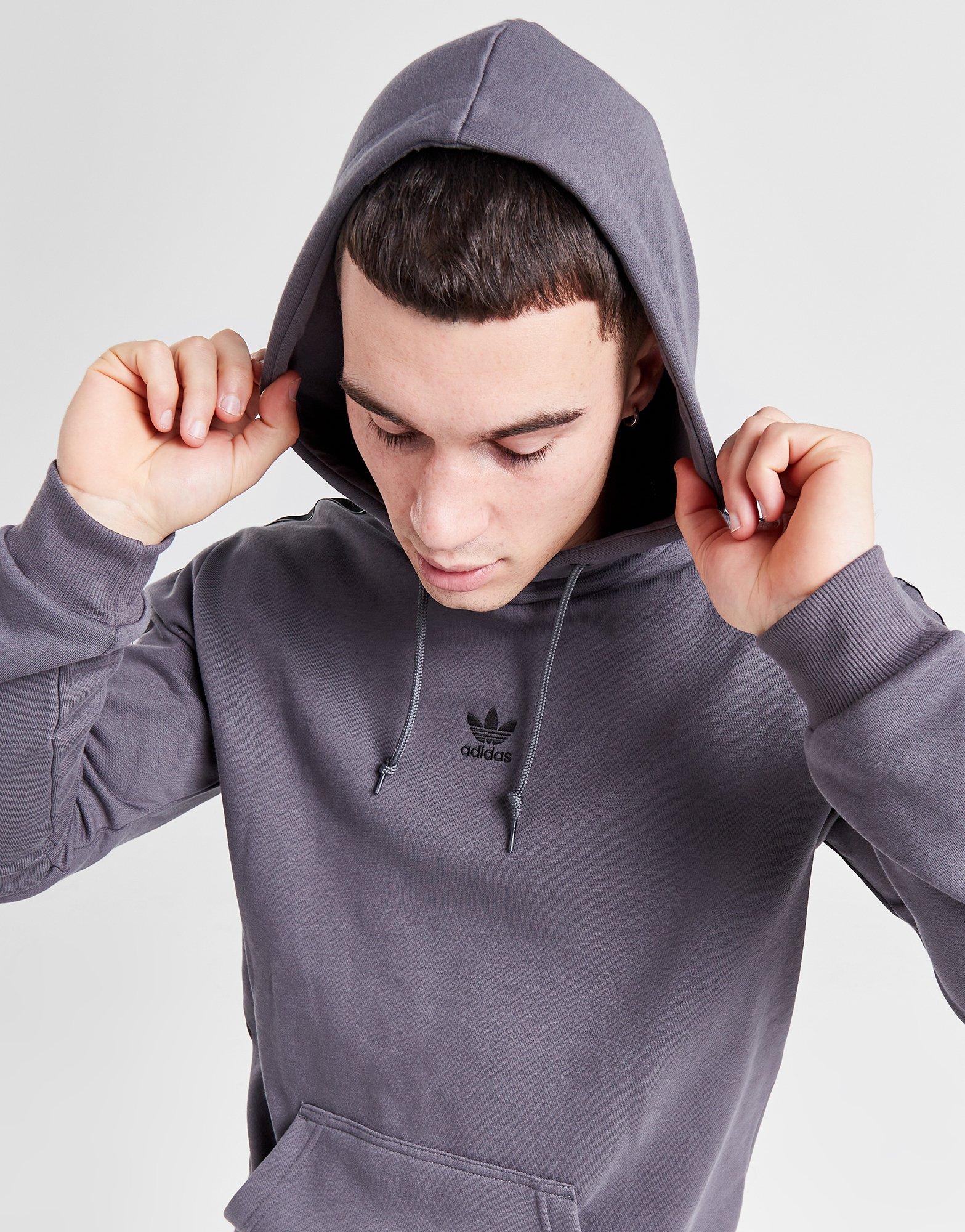 Adidas originals overhead tape hoodie grey sale