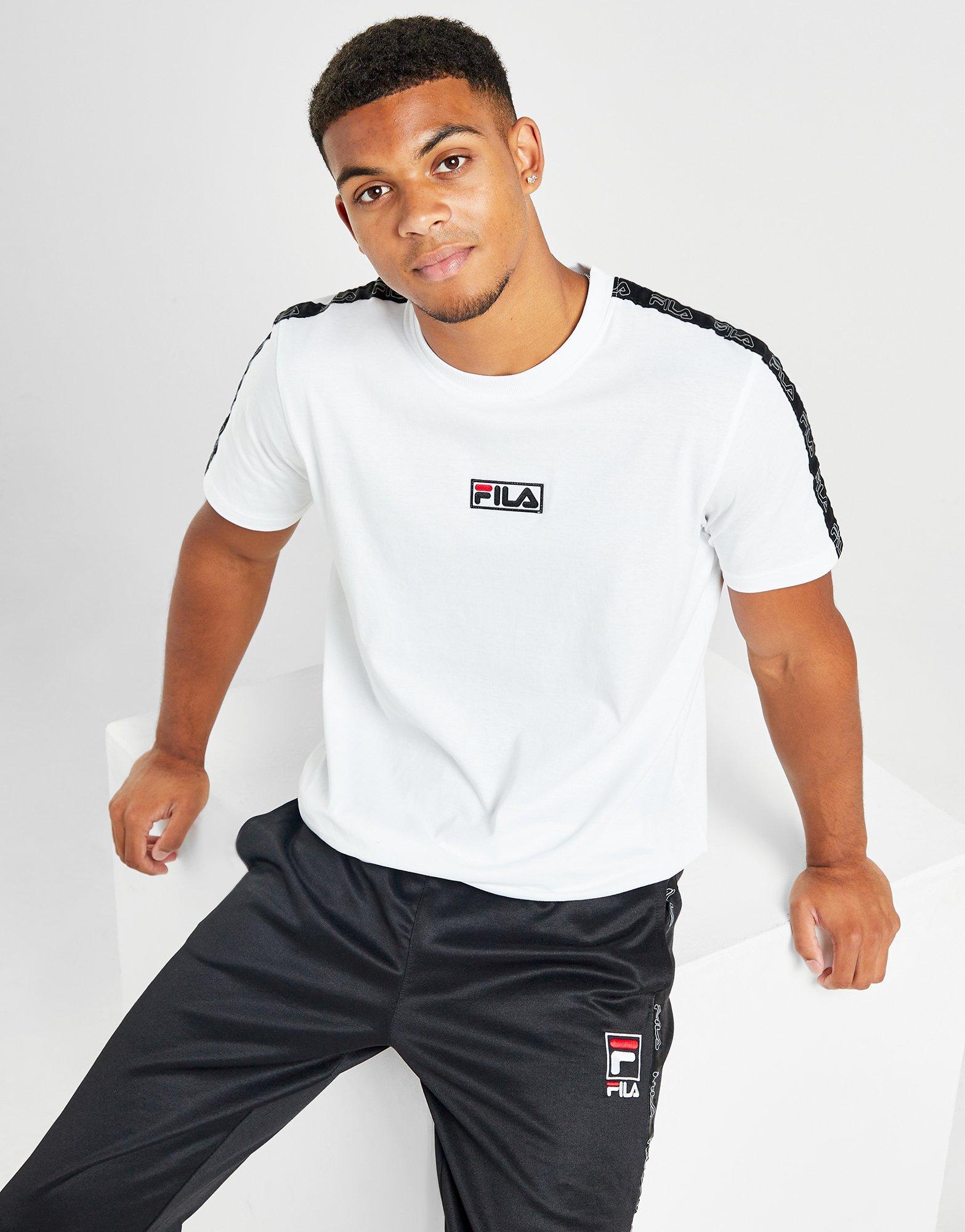 Mens white fila t on sale shirt