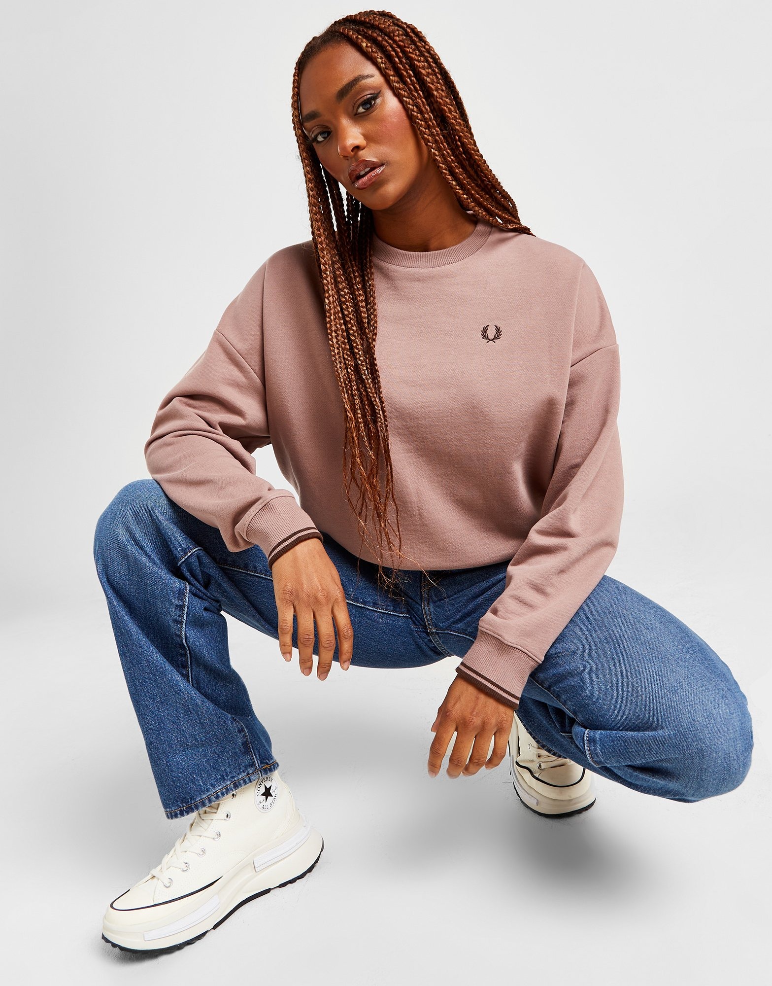 Pink Fred Perry Twin Tip Logo Crew Sweatshirt JD Sports NZ