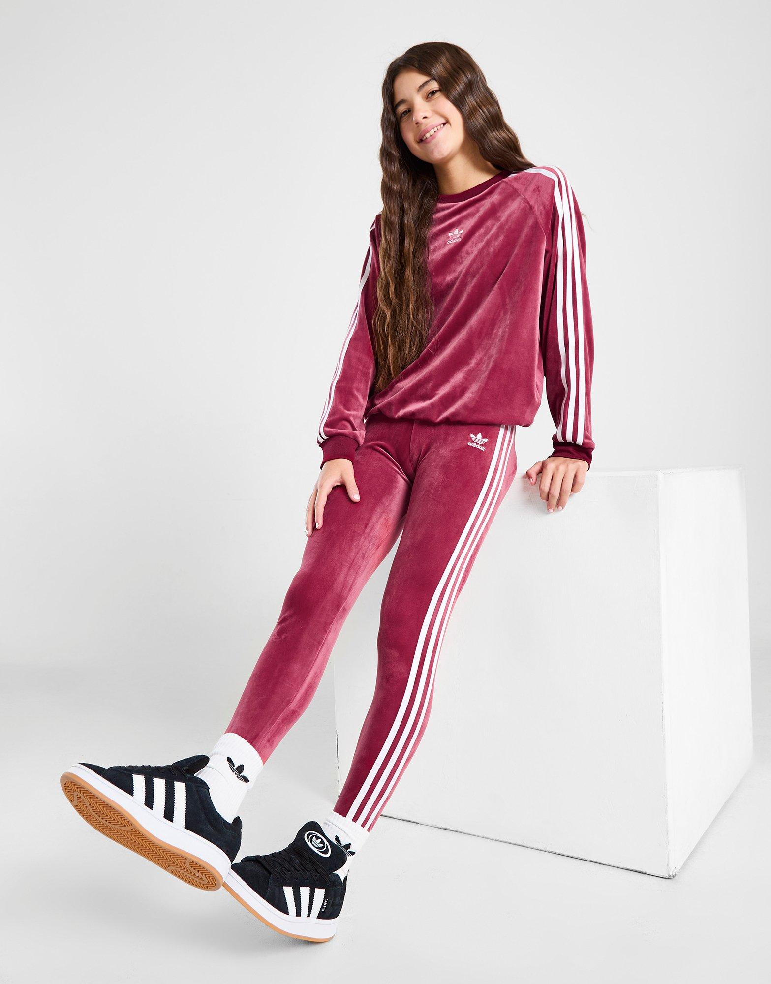 Red adidas Originals Girls' Velour Leggings Junior