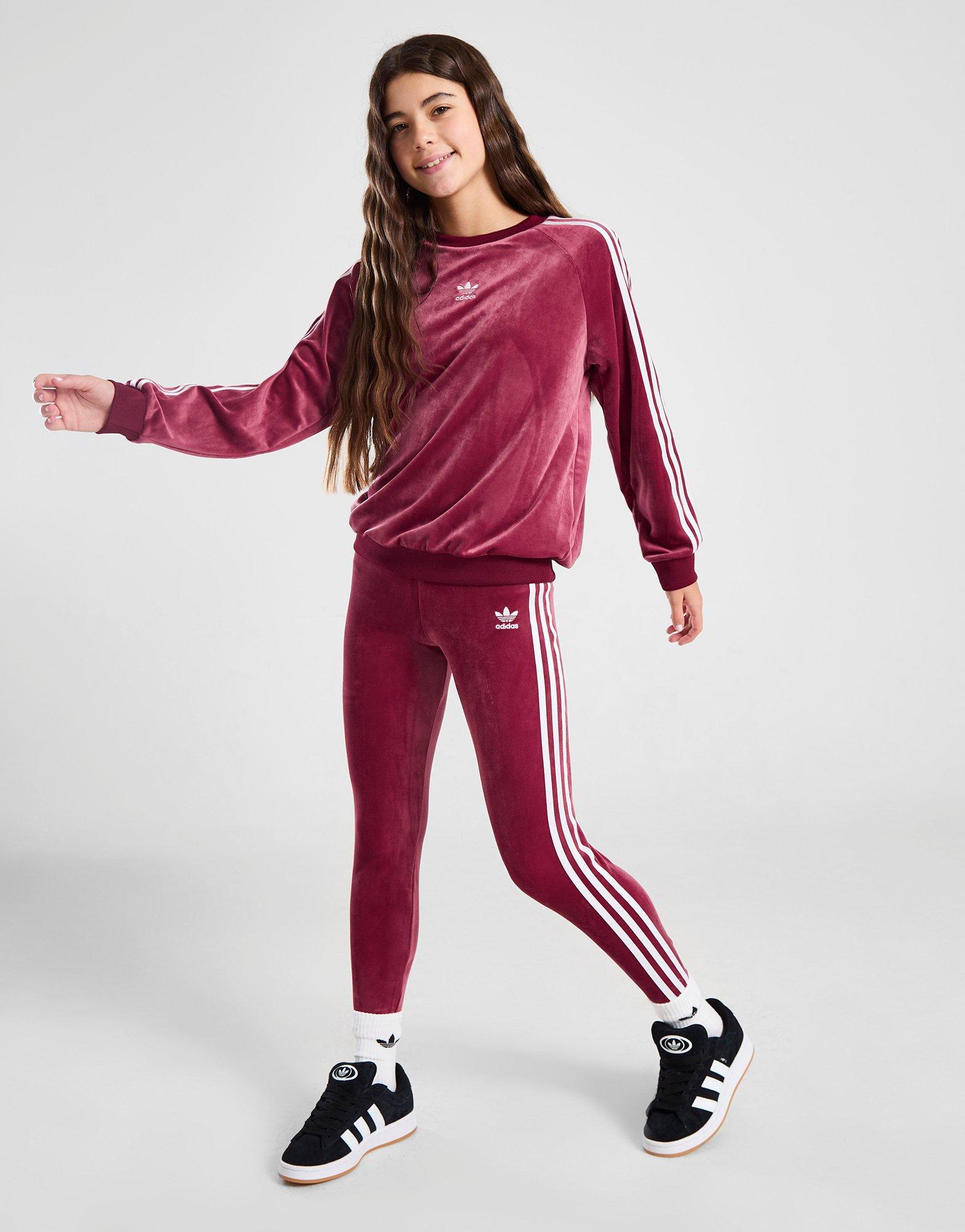 Red adidas Originals Girls' Velour Leggings Junior