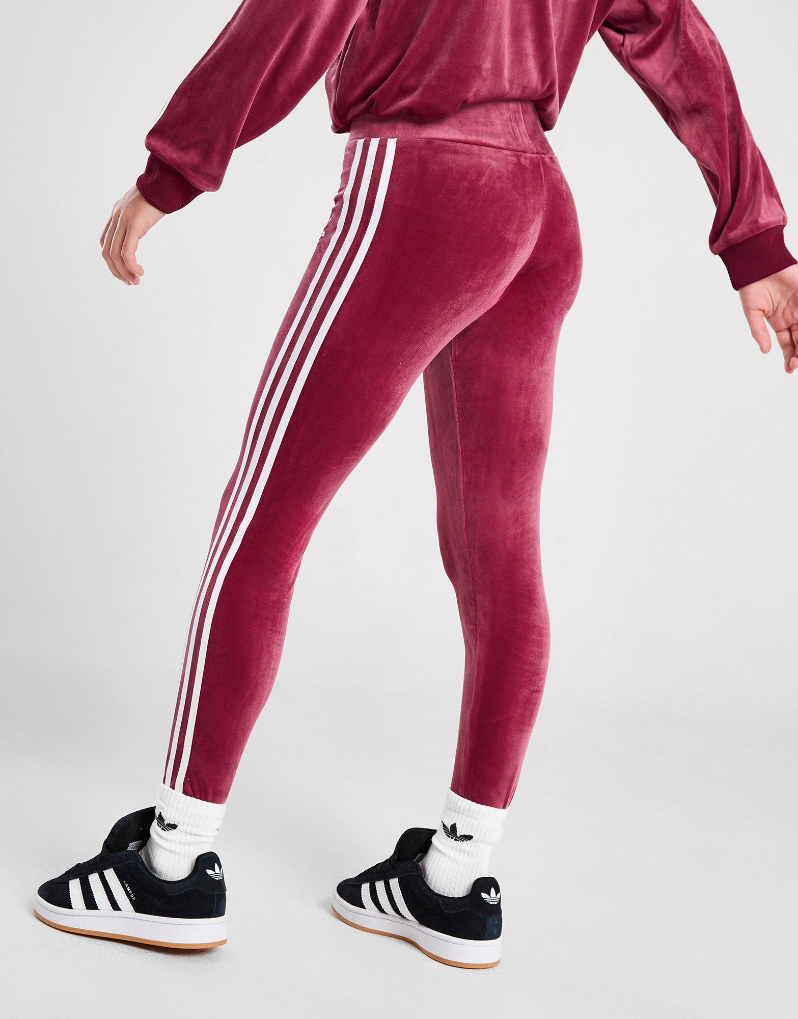 Red adidas Originals Girls' Velour Leggings Junior