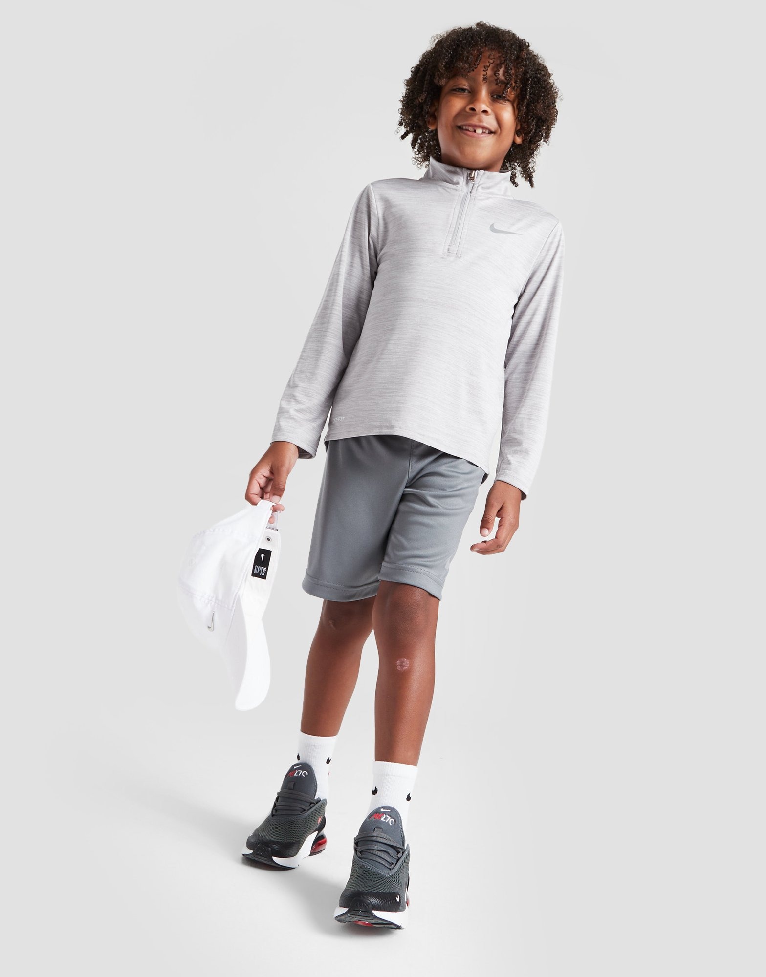 Grey Nike Pacer 1/4 Zip Top/Shorts Set Children | JD Sports UK