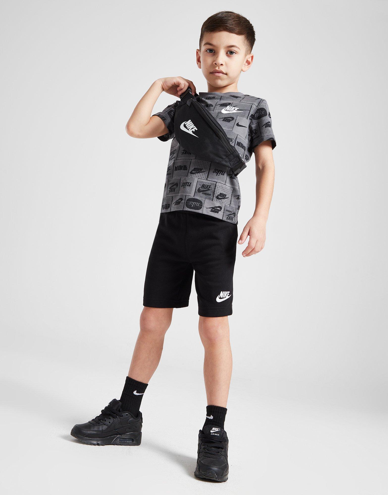 Grey Nike All Over Print T-Shirt/Shorts Set Children