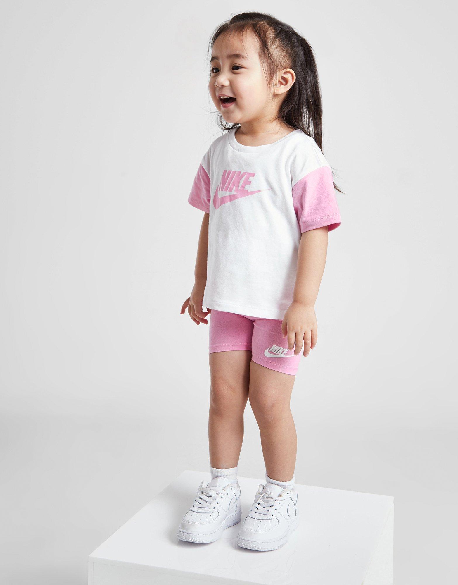 Pink Nike Girls Colour Block T Shirt Shorts Set Infant JD Sports UK