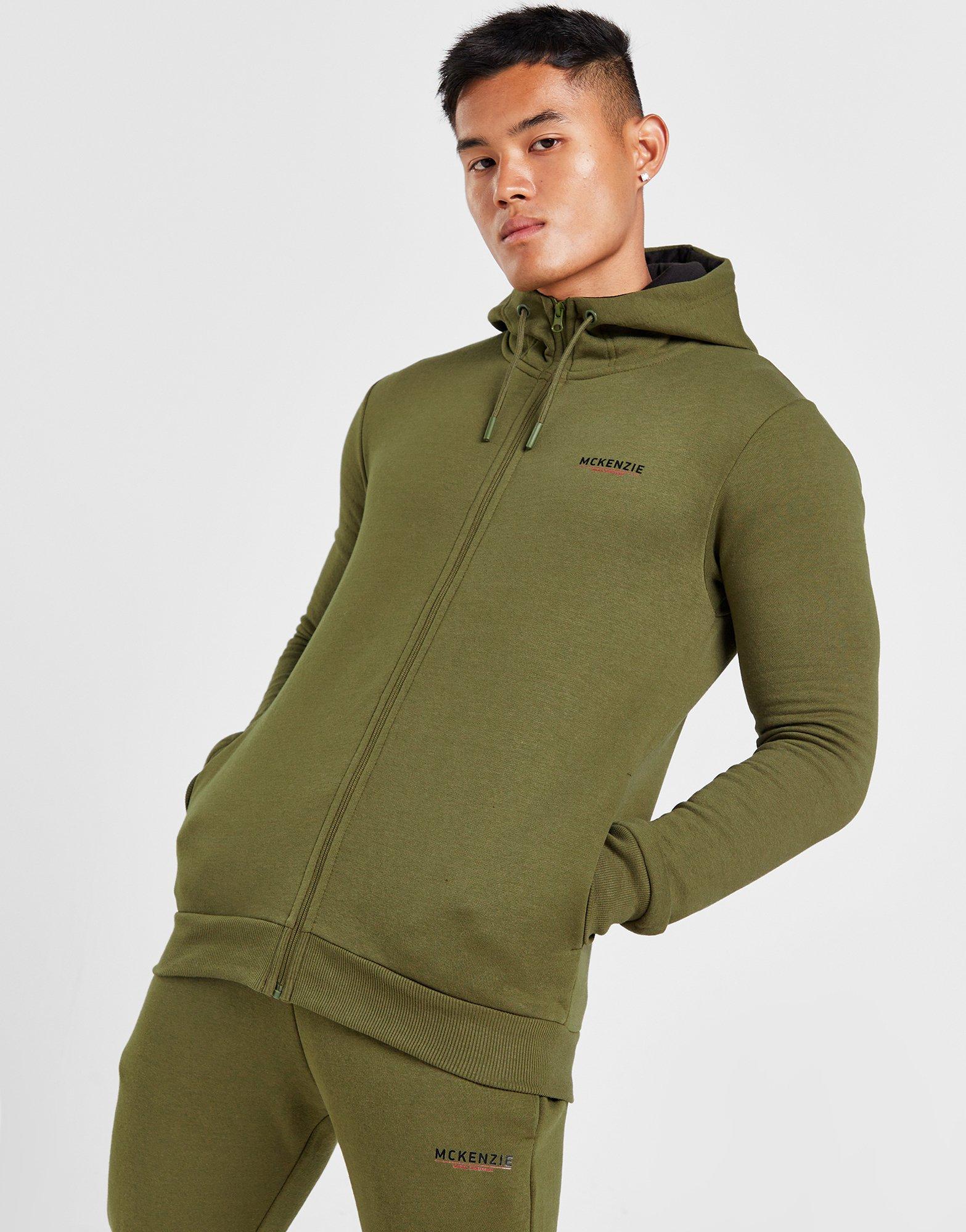 Hooded Zip Through Sweatshirt Dark Green - Calibre Menswear