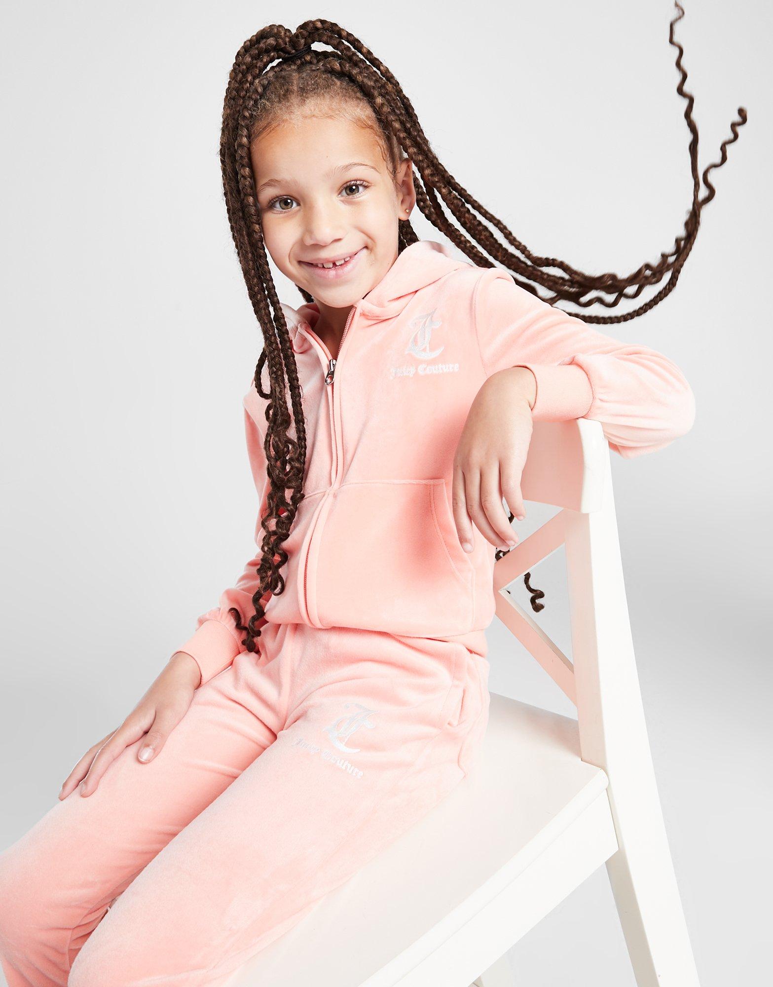 Orange JUICY COUTURE Girls' Glitter Full Zip Hooded Tracksuit Children